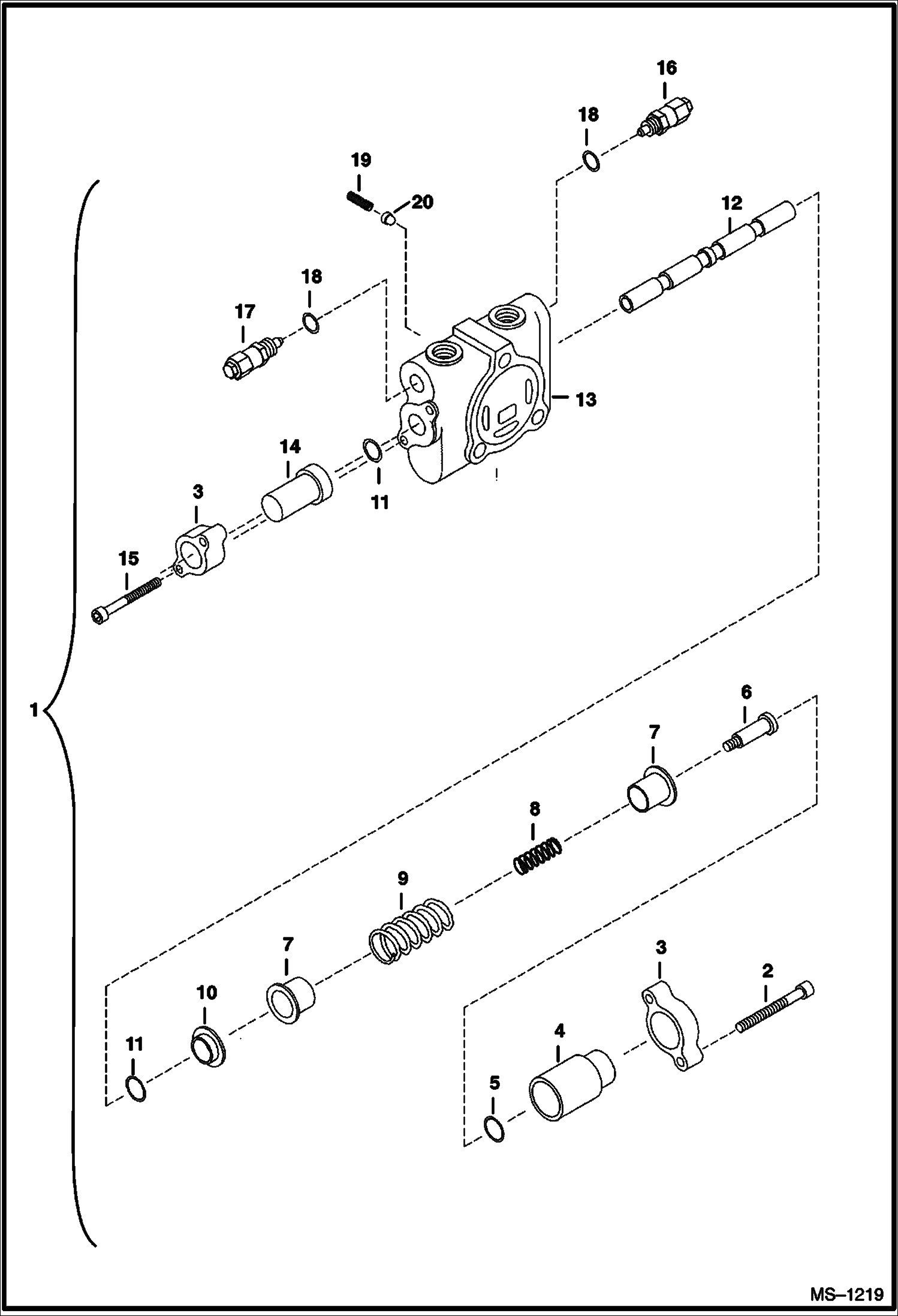 Схема запчастей Bobcat 325 - VALVE SECTION (Boom) (S/N 232312386 & Below, 232412117 & Below, 232412128 & 12129) HYDRAULIC SYSTEM