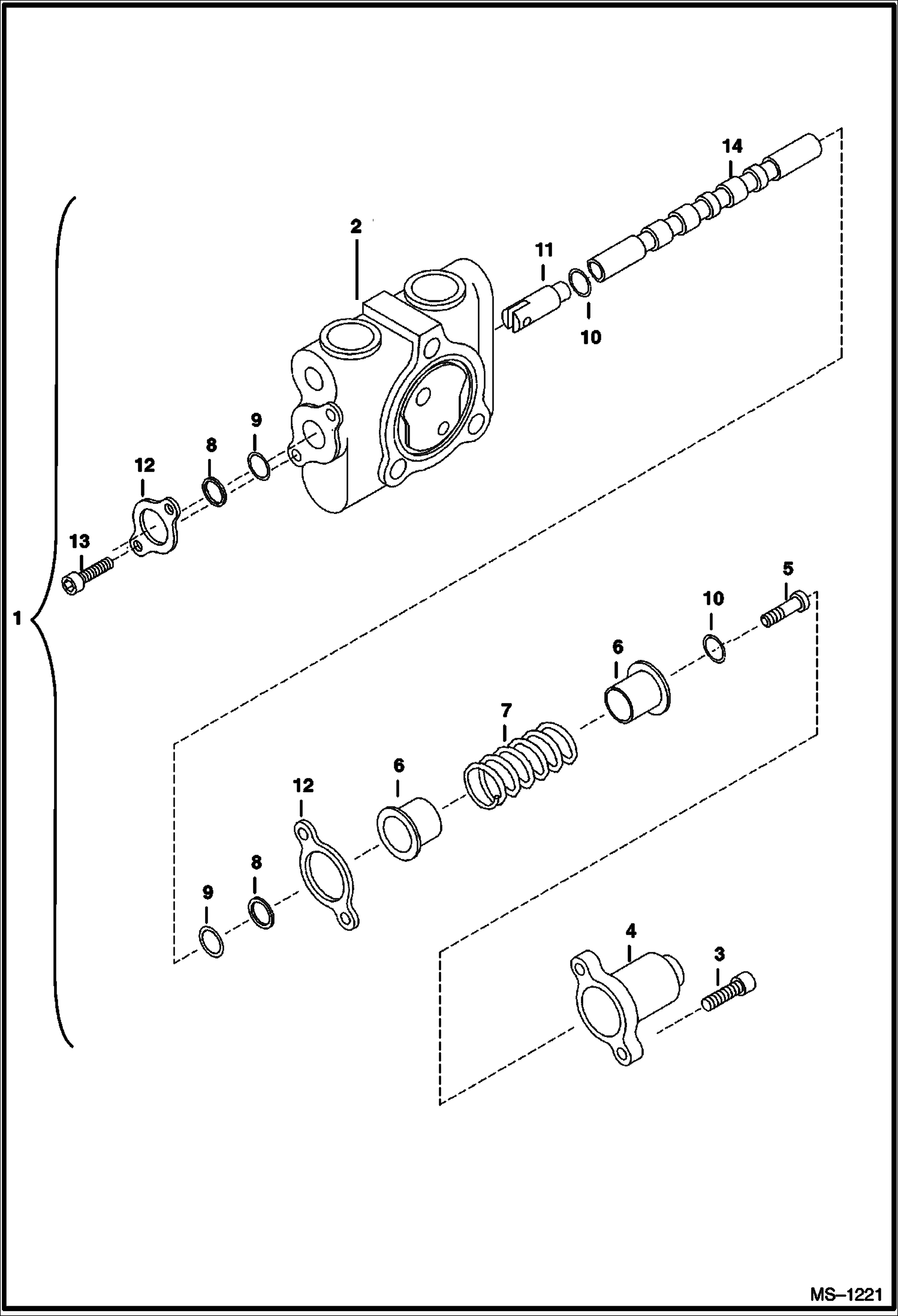 Схема запчастей Bobcat 325 - VALVE SECTION (Left Travel) (S/N 232312386 & Below, 232412117 & Below, 232412128 & 12129) HYDRAULIC SYSTEM