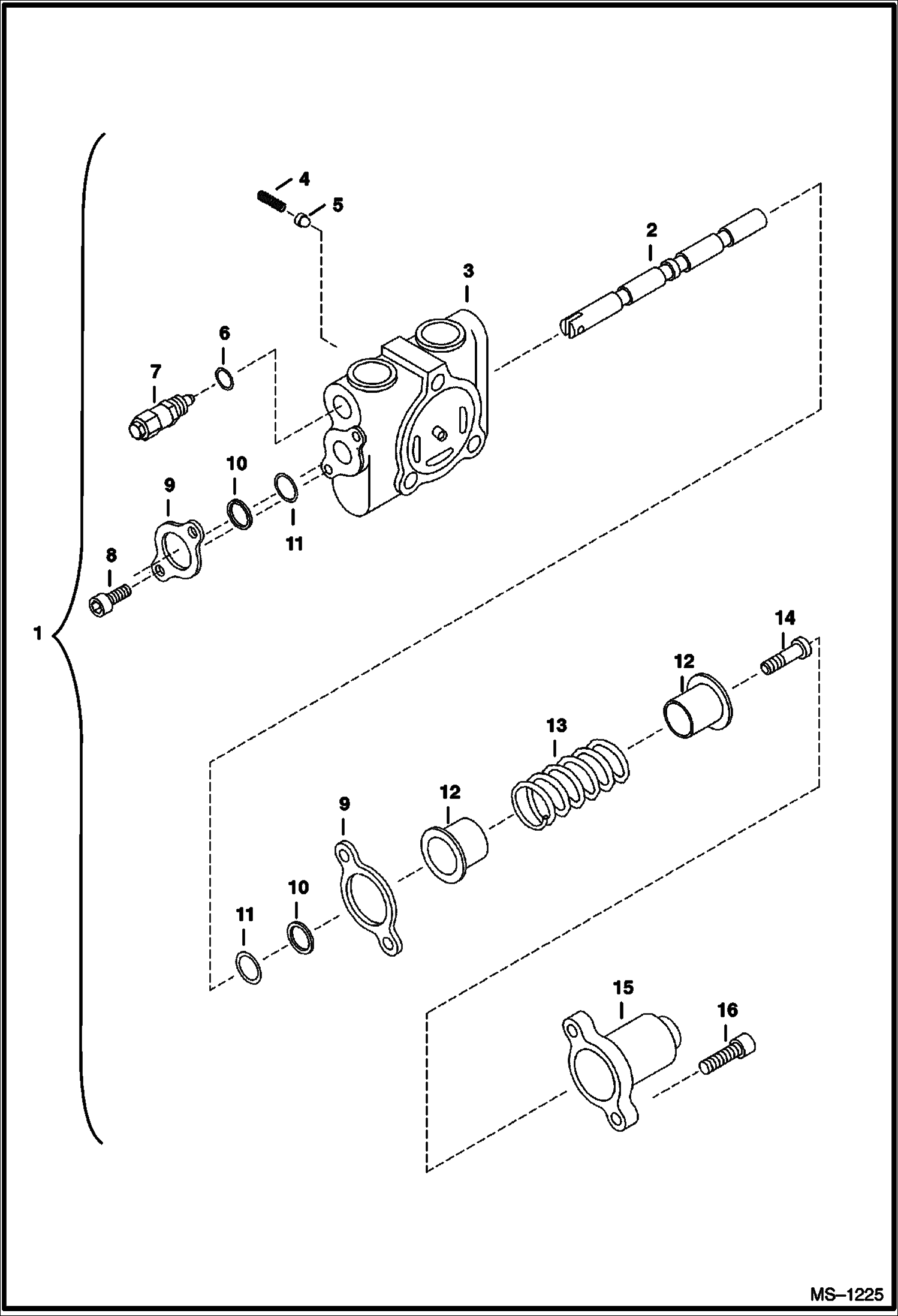 Схема запчастей Bobcat 325 - VALVE SECTION (Blade) (S/N 232312386 & Below, 232412117 & Below, 232412128 & 12129) HYDRAULIC SYSTEM