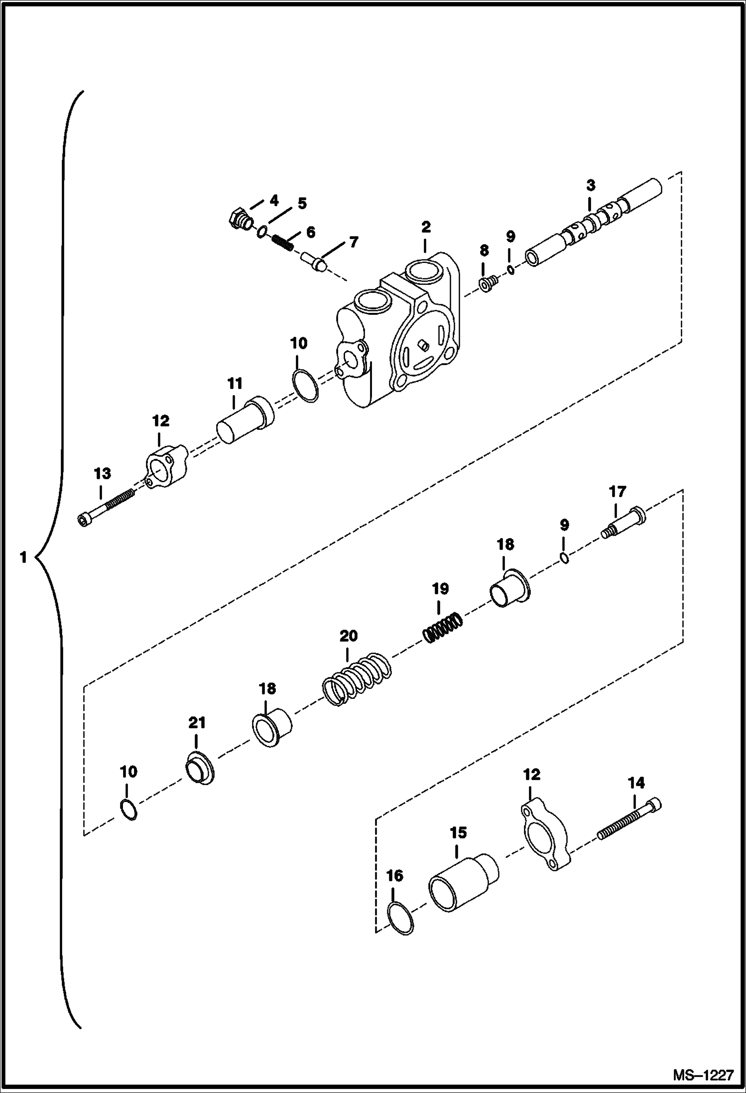 Схема запчастей Bobcat 325 - VALVE SECTION (Slew) (S/N 232312386 & Below, 232412117 & Below, 232412128 & 12129) HYDRAULIC SYSTEM