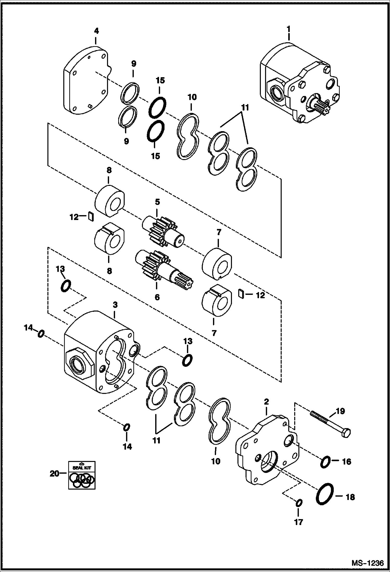 Схема запчастей Bobcat 331 - GEAR PUMP HYDRAULIC SYSTEM