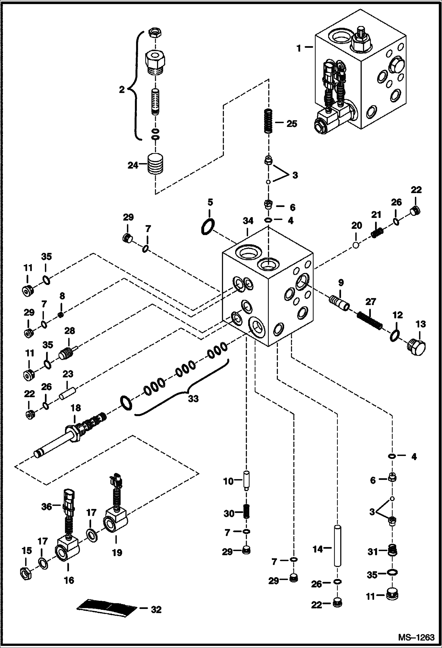 Схема запчастей Bobcat 800s - POWER BOB-TACH (Valve Assembly) MAIN FRAME