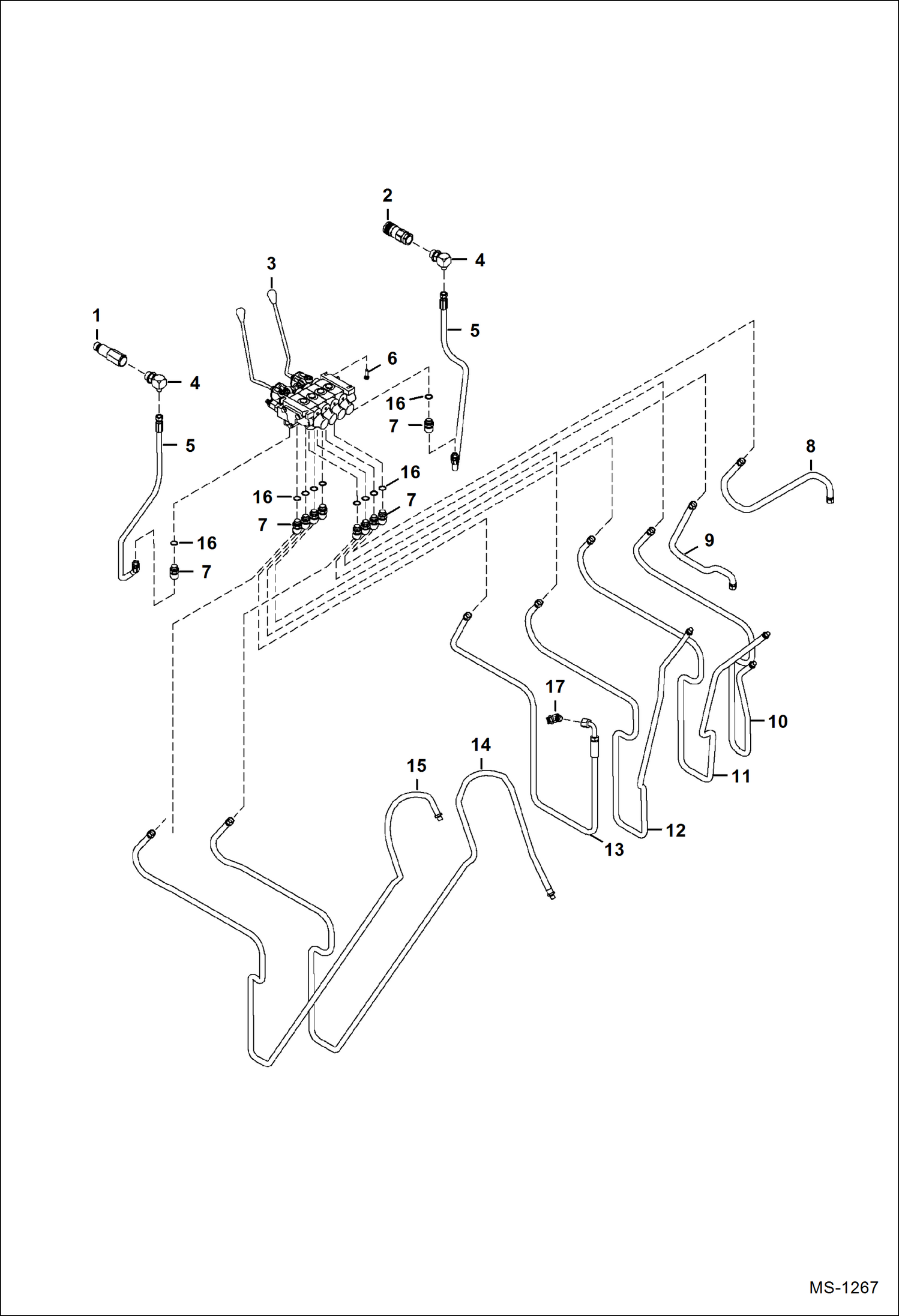 Схема запчастей Bobcat BACKHOE - BACKHOE (Hydraulic Circuitry) (406 631000101 - 10000) (506 631100101 - 10000) 406/506 BACKHOE