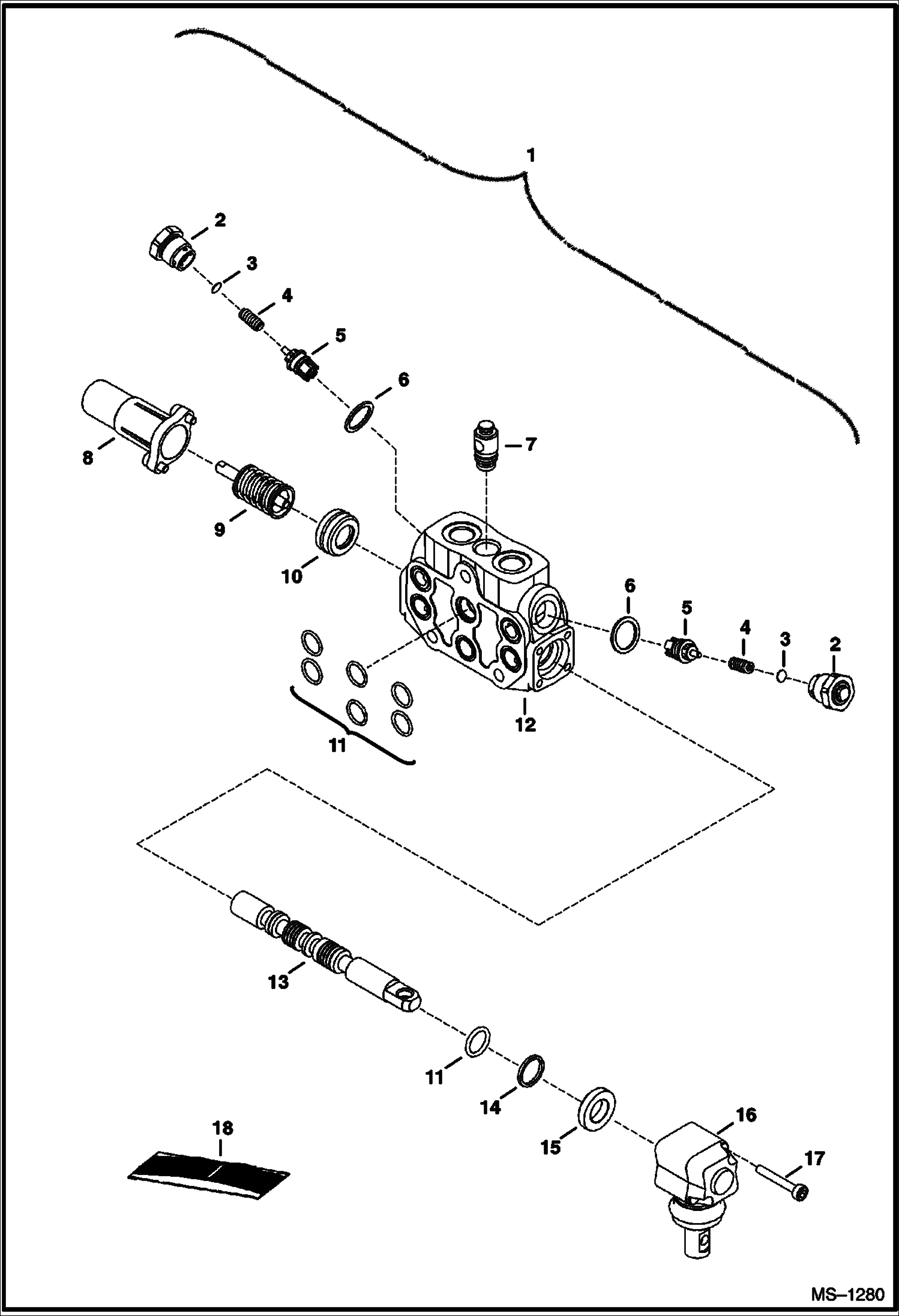 Схема запчастей Bobcat Mini Tracks Loaders - VALVE SECTION (Lift) HYDRAULIC SYSTEM