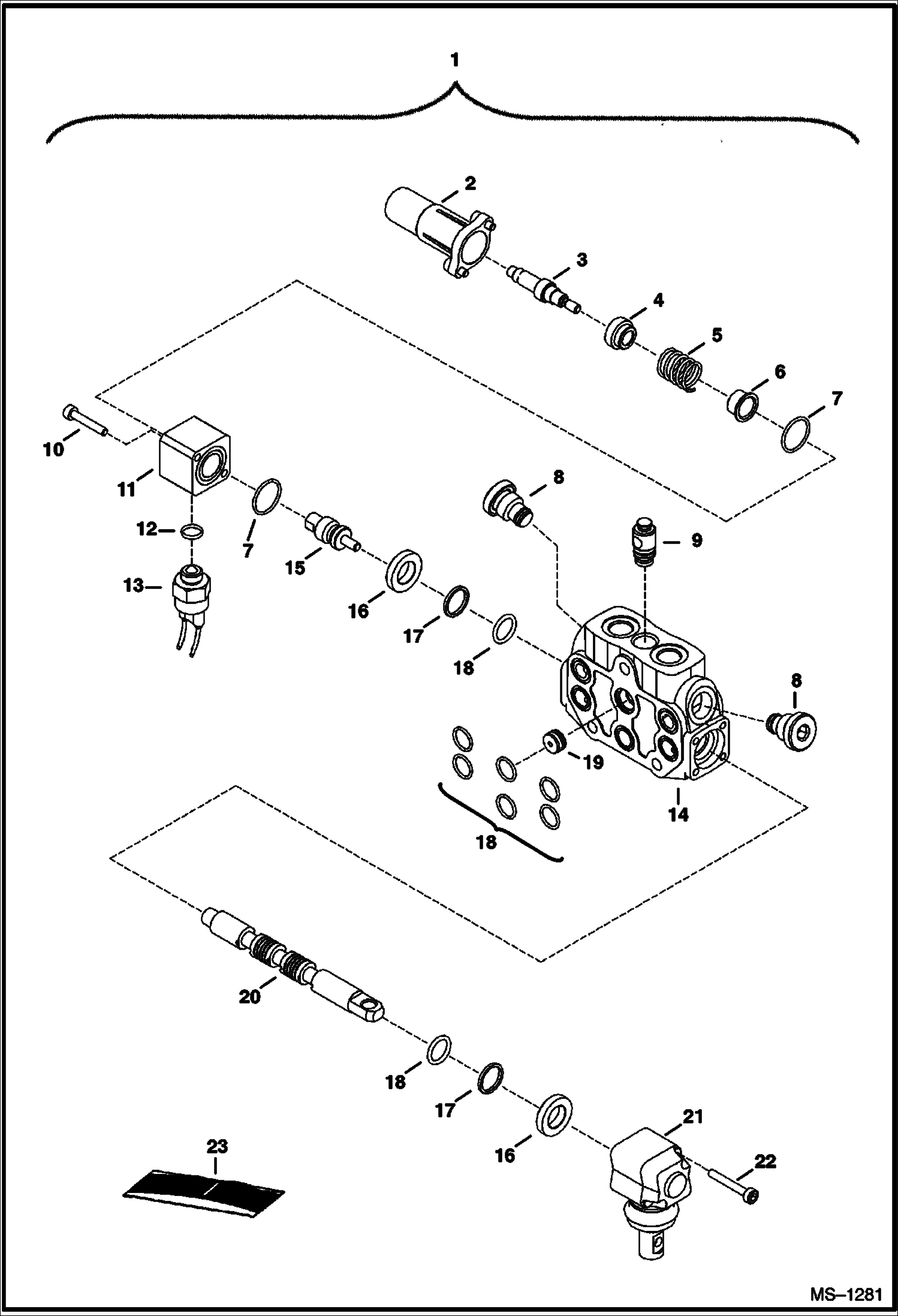 Схема запчастей Bobcat Mini Tracks Loaders - VALVE SECTION (Auxilliary) HYDRAULIC SYSTEM