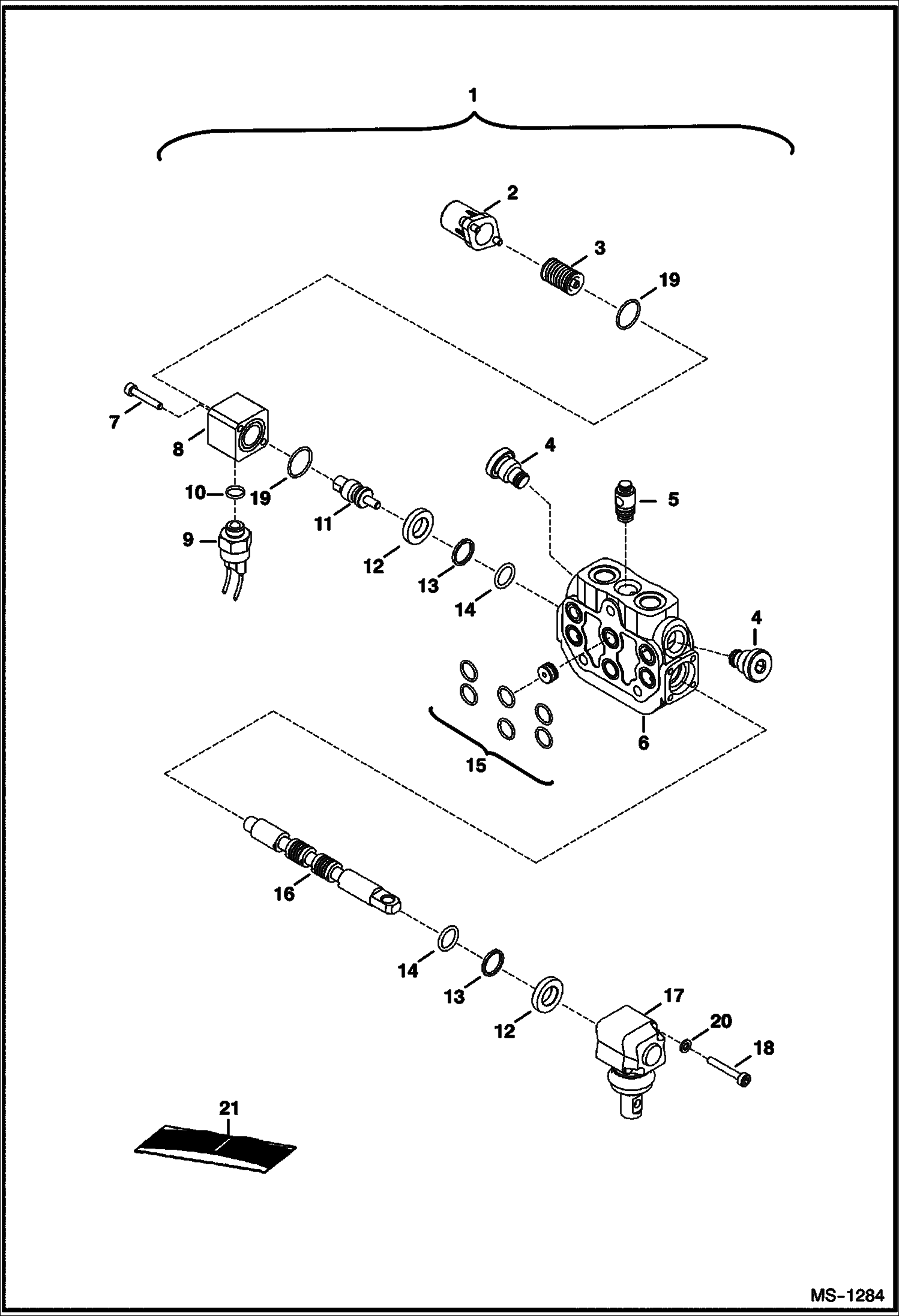 Схема запчастей Bobcat Mini Tracks Loaders - VALVE SECTION (R.H. Travel) HYDRAULIC SYSTEM