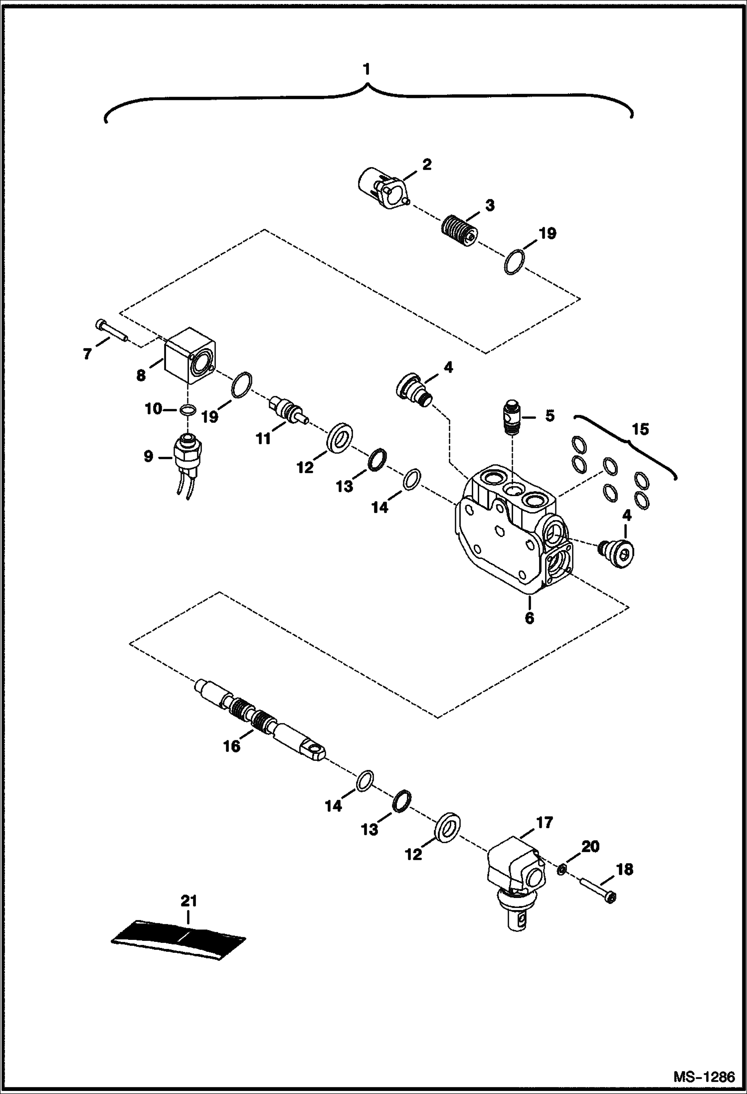 Схема запчастей Bobcat Mini Tracks Loaders - VALVE SECTION (L.H. Travel) HYDRAULIC SYSTEM