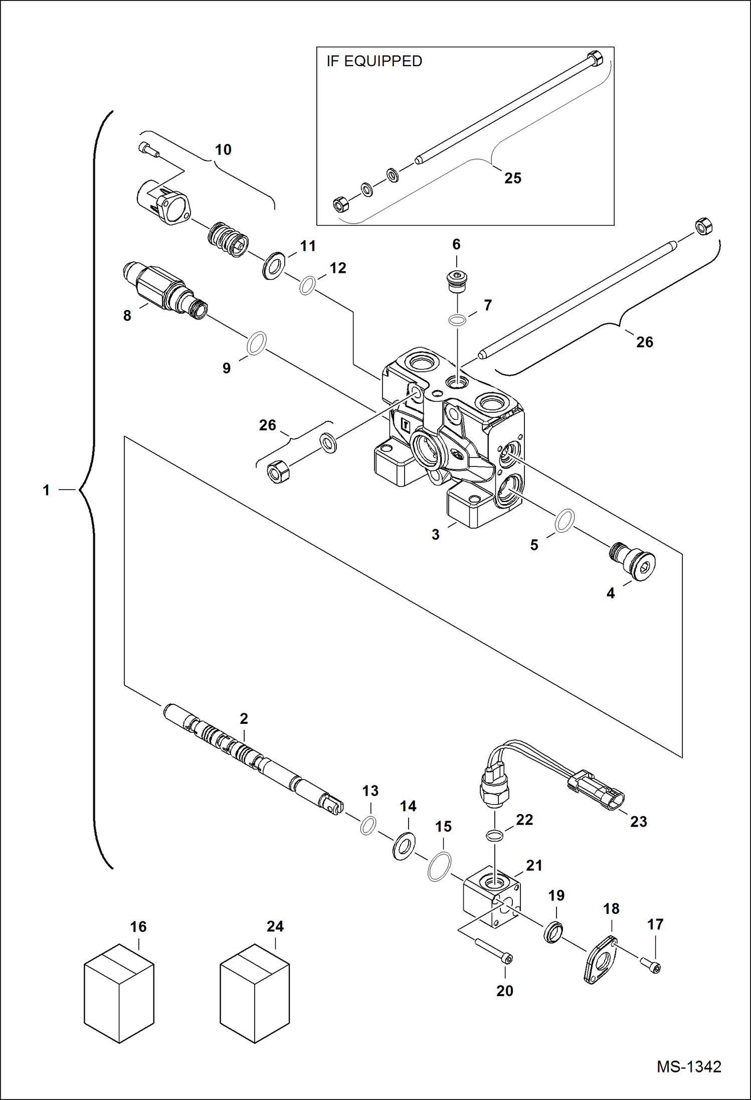 Схема запчастей Bobcat 320 - VALVE SECTION (R.H. Travel) (S/N 223812347 & Above, 223514377 & Above, 223911001 & Above, 224011001 & Above) HYDRAULIC SYSTEM