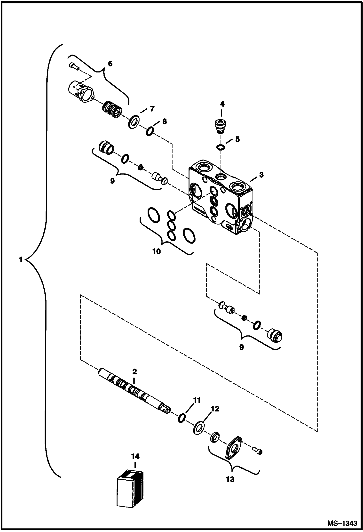 Схема запчастей Bobcat 322 - VALVE SECTION (Boom Swing) (S/N 223812347 & Above, 223514377 & Above, 223911001 & Above, 224011001 & Above) HYDRAULIC SYSTEM