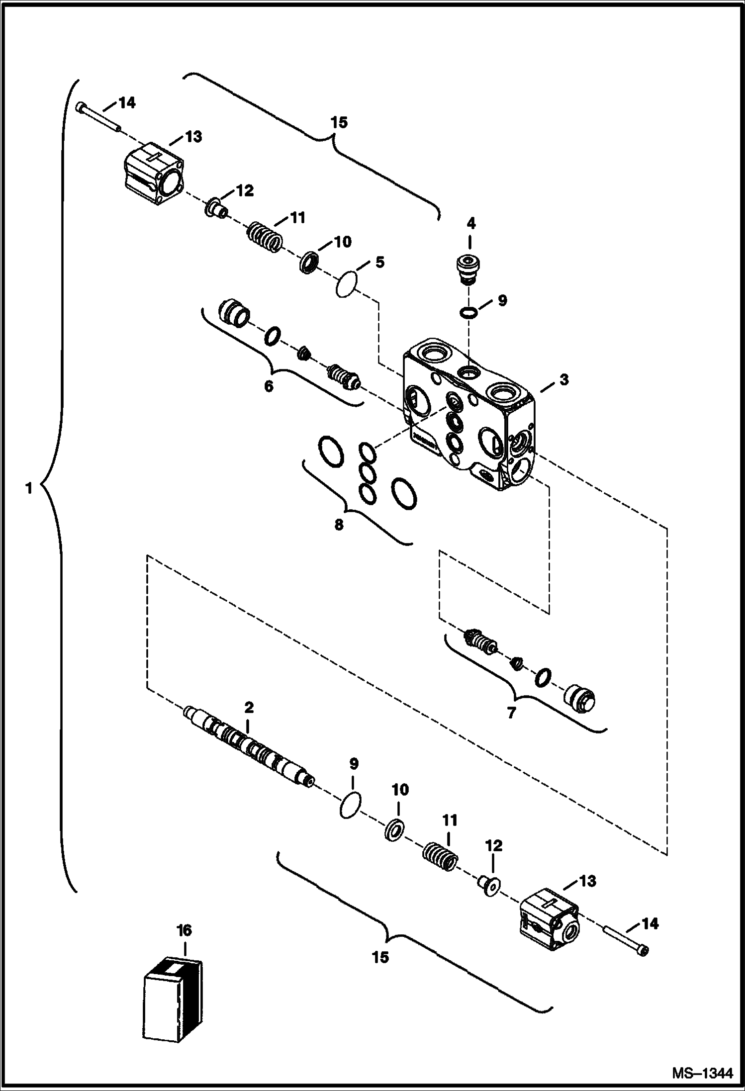 Схема запчастей Bobcat 322 - VALVE SECTION (Arm) (S/N 223812347 & Above, 223514377 & Above, 223911001 & Above, 224011001 & Above) HYDRAULIC SYSTEM