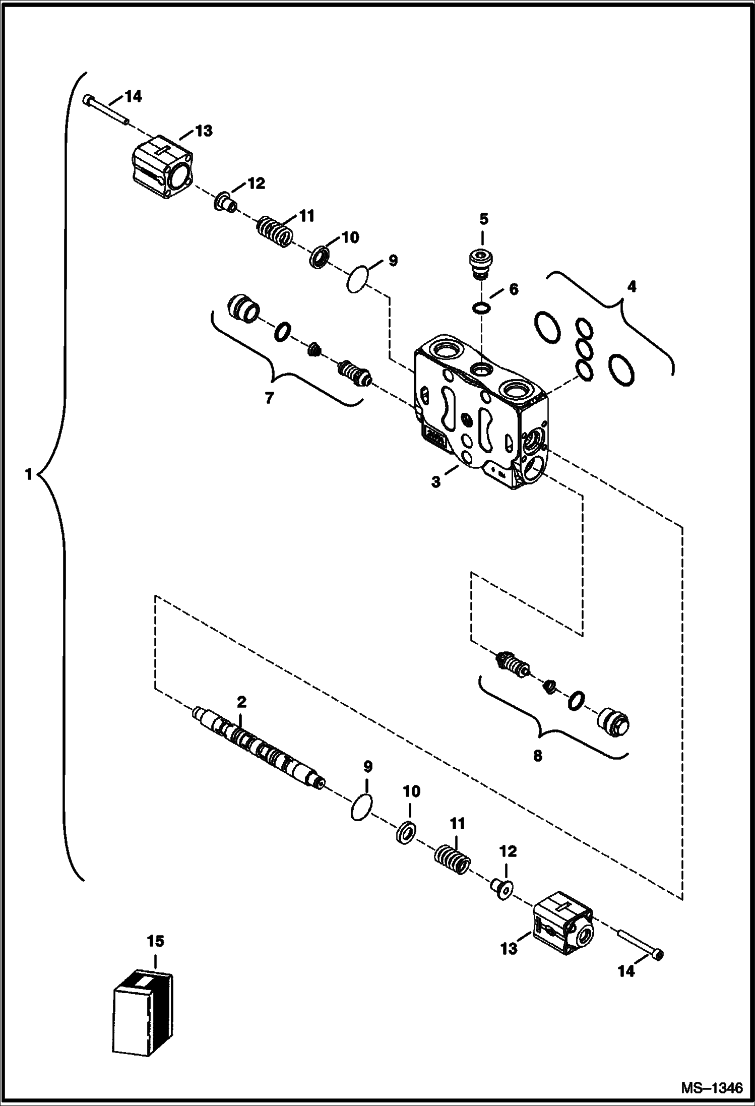 Схема запчастей Bobcat 320 - VALVE SECTION (Boom) (S/N 223812347 & Above, 223514377 & Above, 223911001 & Above, 224011001 & Above) HYDRAULIC SYSTEM