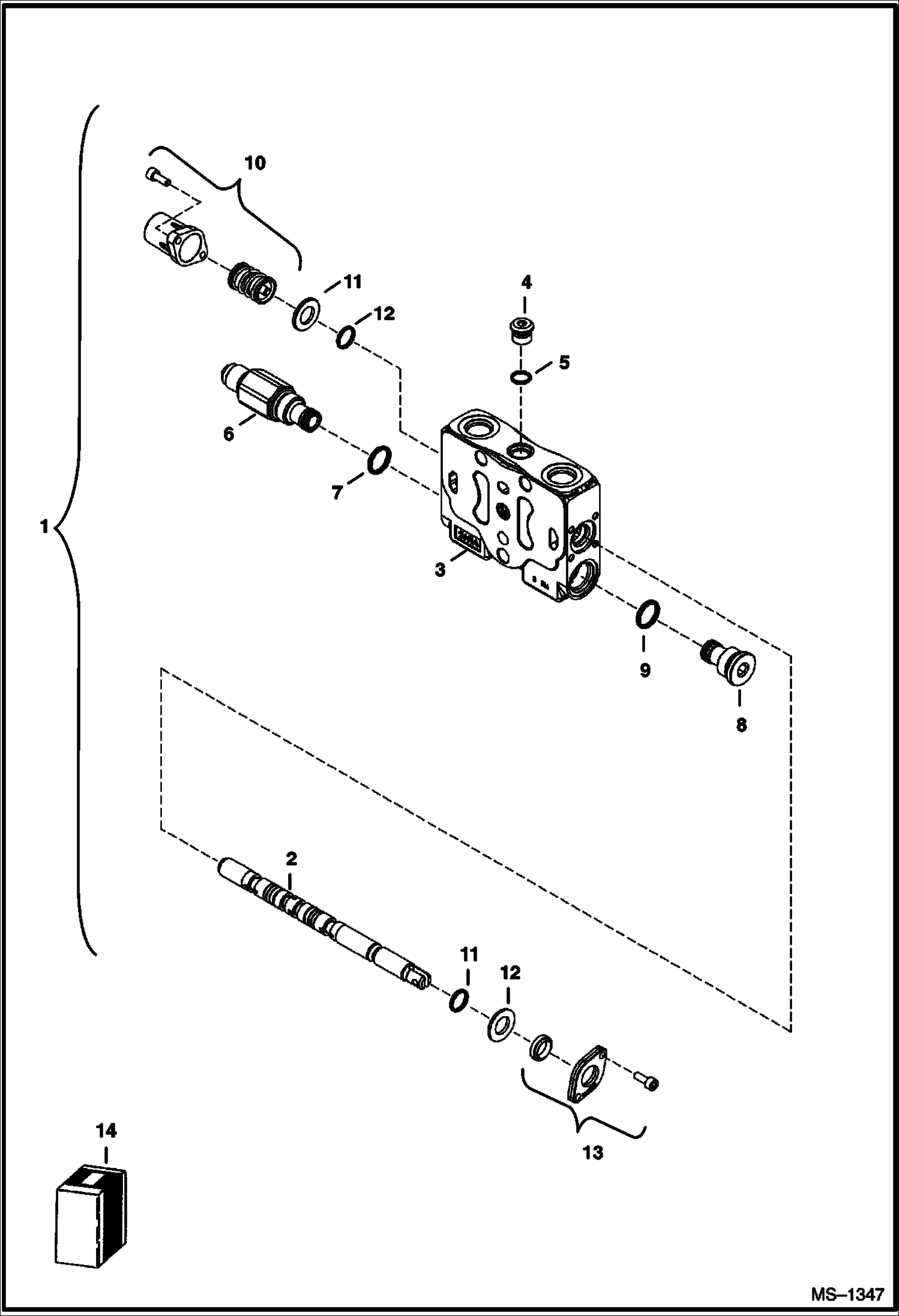 Схема запчастей Bobcat 320 - VALVE SECTION (L.H. Travel) (S/N 223812347 & Above, 223514377 & Above, 223911001 & Above, 224011001 & Above) HYDRAULIC SYSTEM