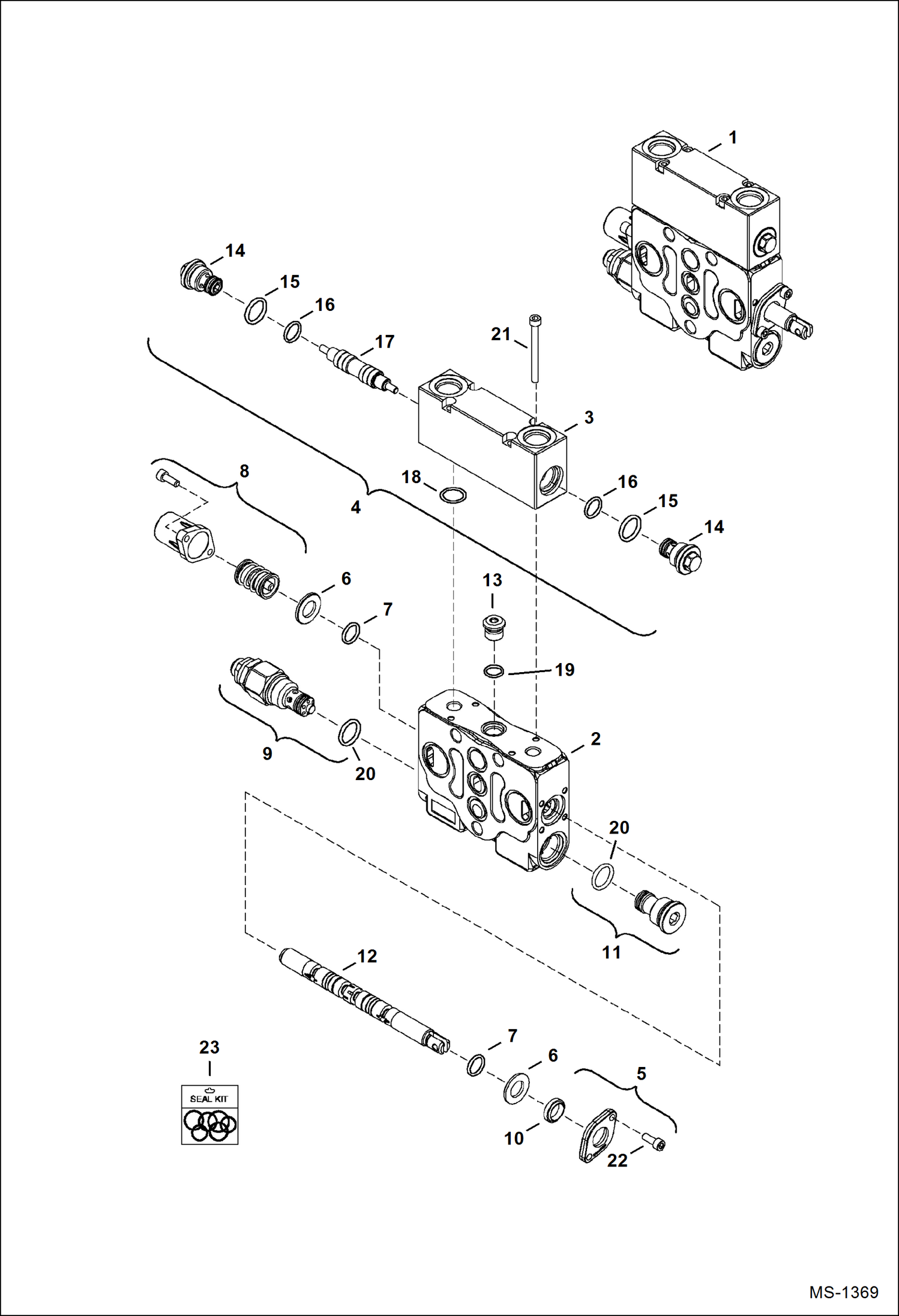 Схема запчастей Bobcat 325 - VALVE SECTION (Boom Swing) HYDRAULIC SYSTEM