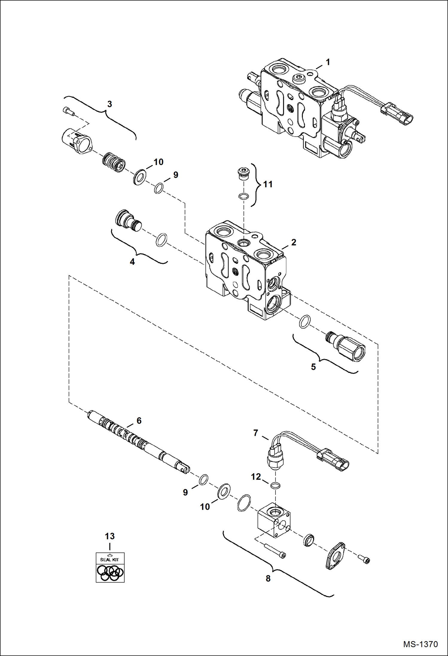 Схема запчастей Bobcat 325 - VALVE SECTION (Right Travel) (S/N 232312387, 232412118-12127 & 12130 & Above) HYDRAULIC SYSTEM