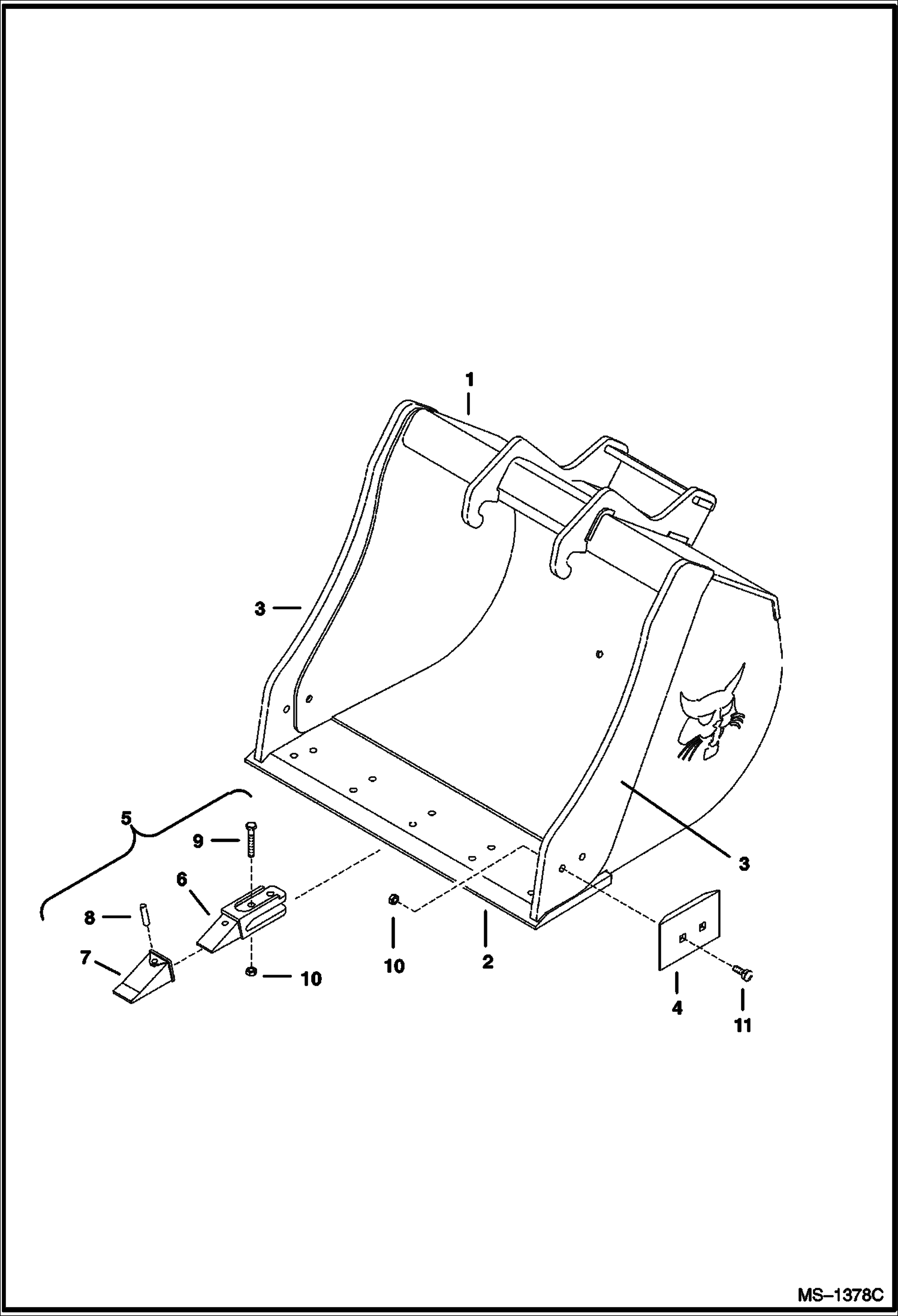 Схема запчастей Bobcat BACKHOE - BACKHOE (Buckets) (X-Change Mounted) (811) (8811) 811/8811 BACKHOE