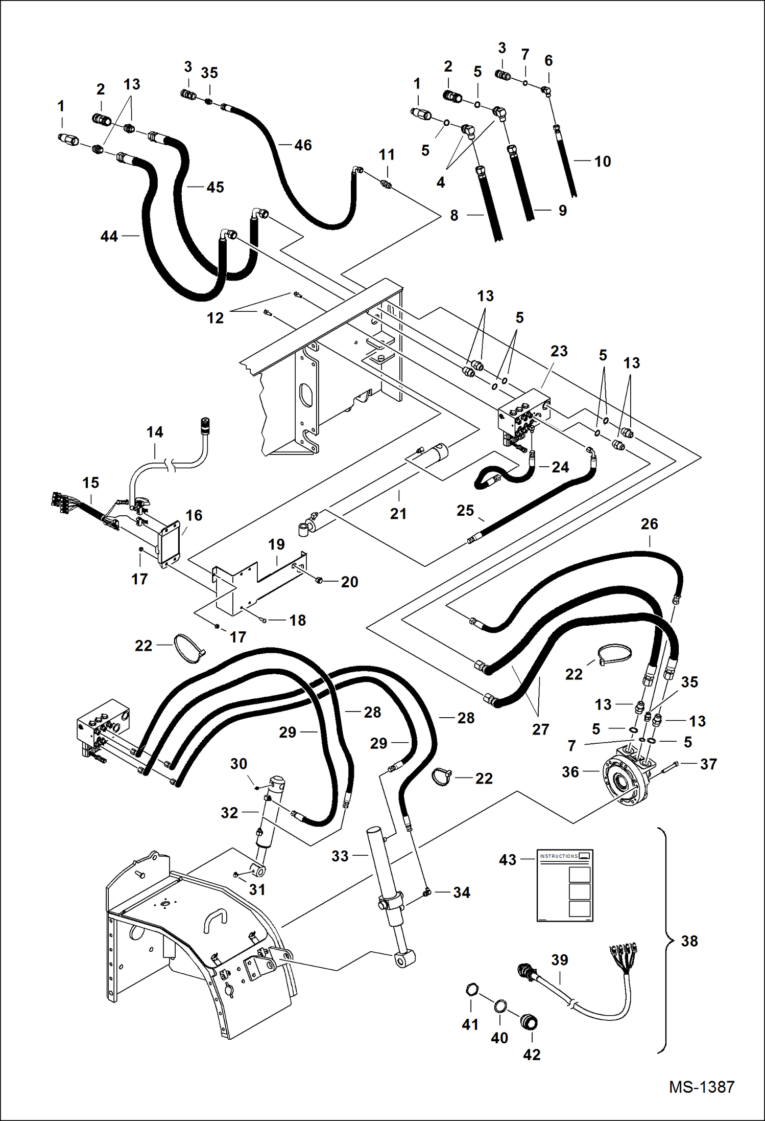 Схема запчастей Bobcat PLANERS - PLANER (Hydraulic Circuitry) (Curb Planer) (15 234000101 & Above) Loader