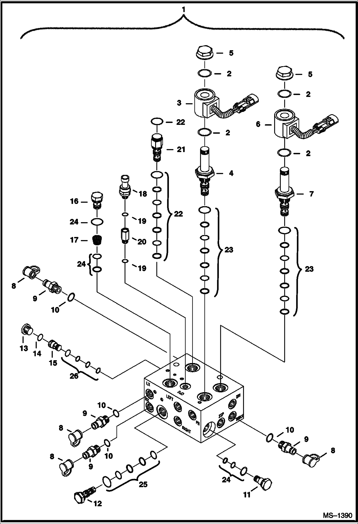 Схема запчастей Bobcat 900s - VALVE ASSEMBLY (S/N 562216355 & Above, 516516057 & Above) HYDROSTATIC SYSTEM