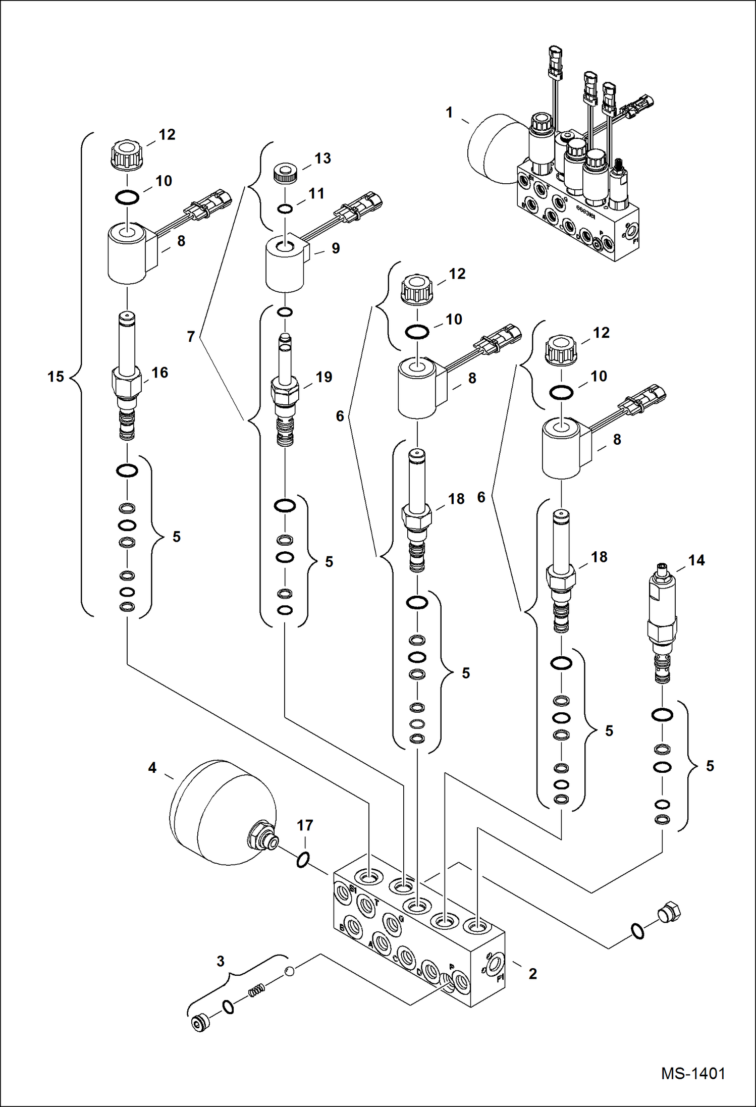 Схема запчастей Bobcat 331 - MANIFOLD ASSY (331) 234313000-234316022, (331E) 234412000-234413148, (334) 234513000-234515932 HYDRAULIC SYSTEM