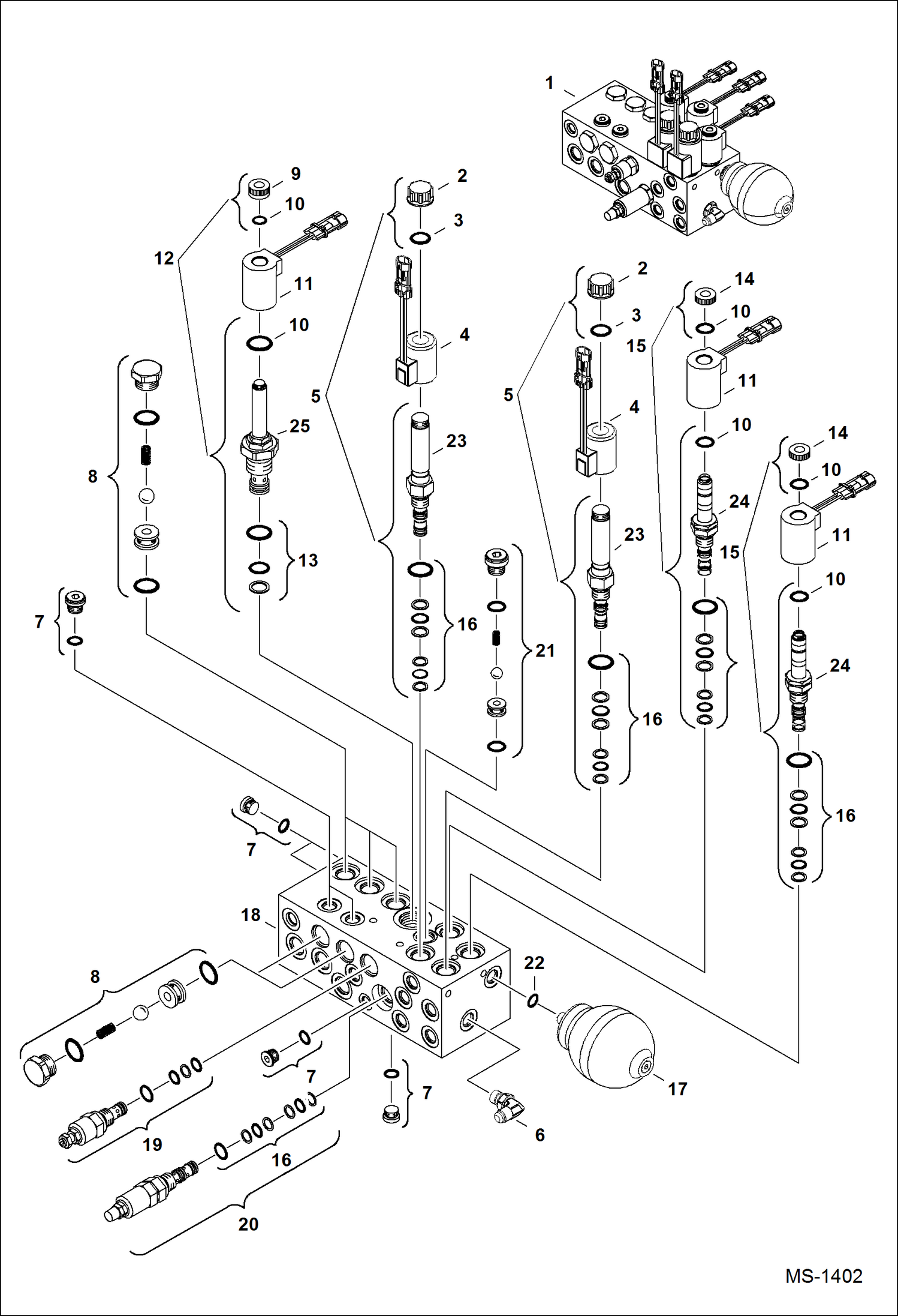 Схема запчастей Bobcat 325 - MANIFOLD ASSY (S/N 232311951 & Above and 232411764 & Above) HYDRAULIC SYSTEM