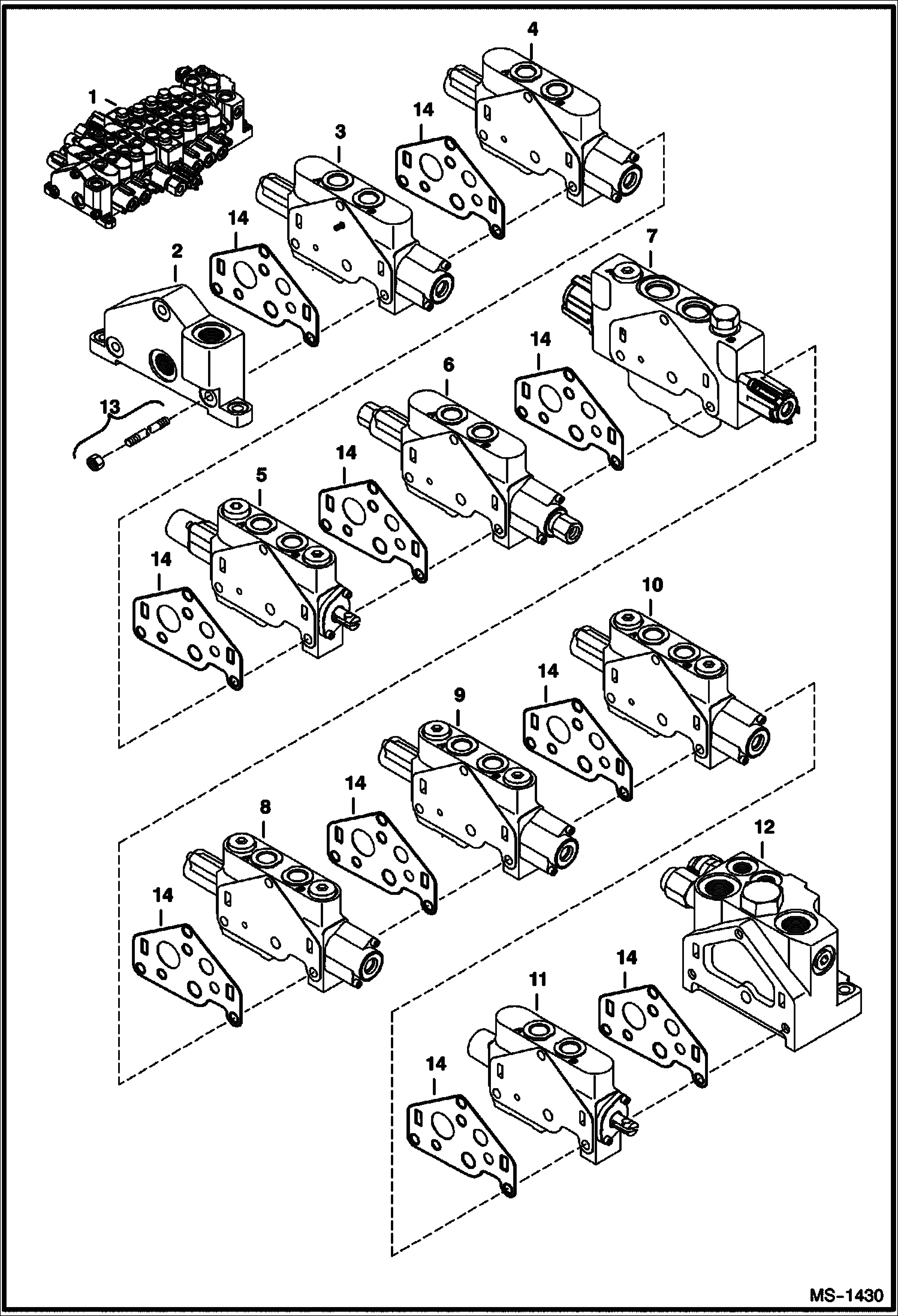 Схема запчастей Bobcat 331 - CONTROL VALVE (9 Work Section) (331) 234316877 & Above, (331E) 234413319 & Above, (334) 234515533 & Above HYDRAULIC SYSTEM