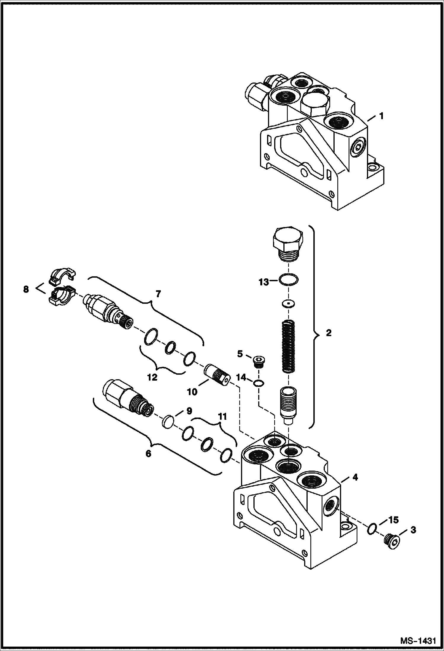 Схема запчастей Bobcat 428 - CONTROL VALVE (Inlet Section) HYDRAULIC SYSTEM