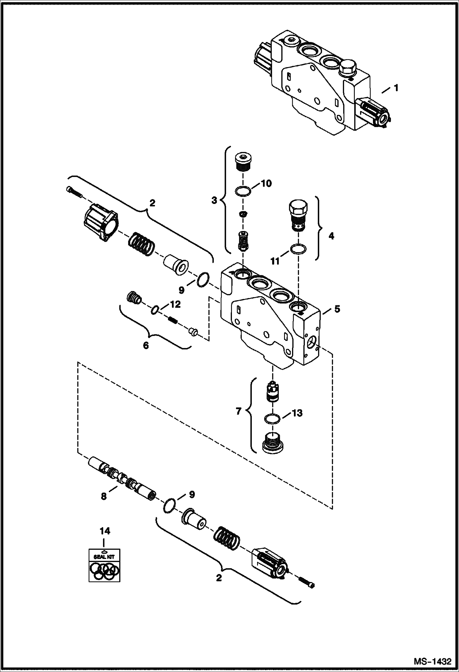 Схема запчастей Bobcat 425 - VALVE SECTION (Auxiliary) HYDRAULIC SYSTEM