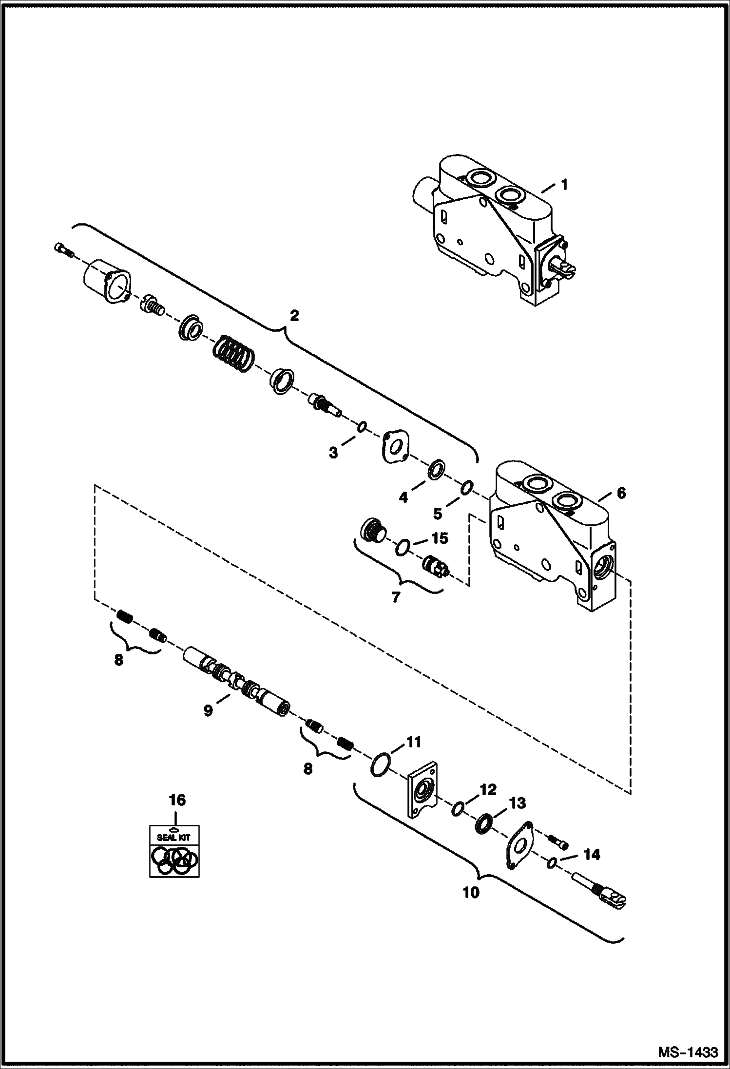 Схема запчастей Bobcat 425 - VALVE SECTION (Offset) HYDRAULIC SYSTEM