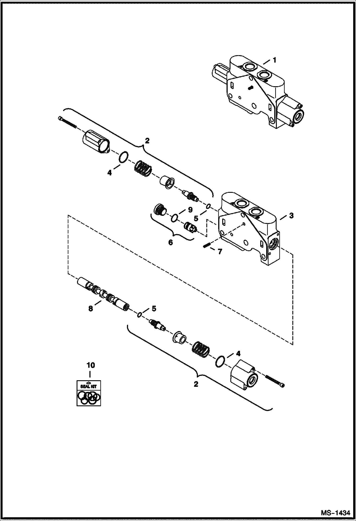 Схема запчастей Bobcat 334 - CONTROL VALVE (RH Travel Section) HYDRAULIC SYSTEM