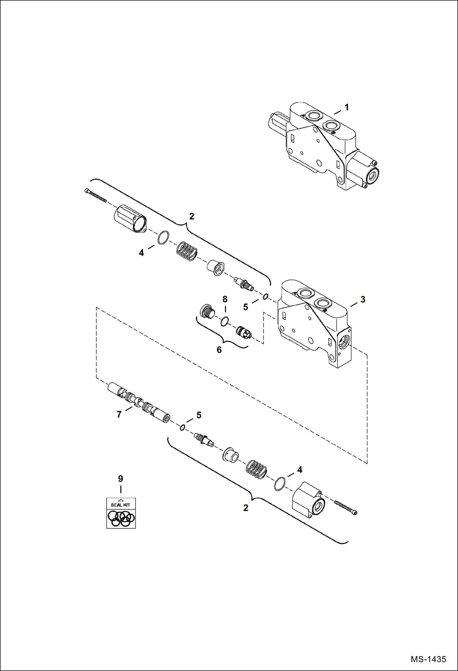 Схема запчастей Bobcat 331 - VALVE SECTION (L.H. Travel) HYDRAULIC SYSTEM