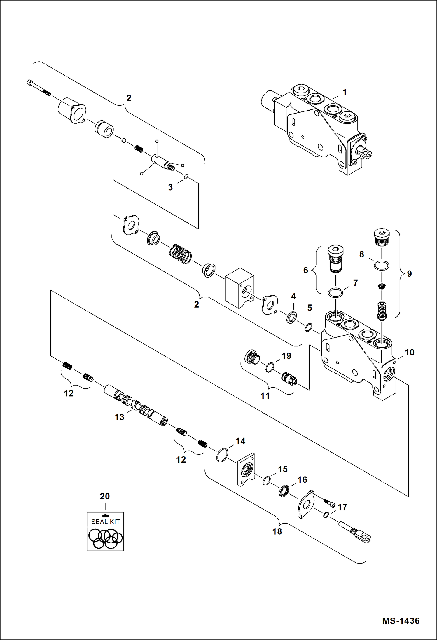 Схема запчастей Bobcat 331 - VALVE SECTION (Blade) HYDRAULIC SYSTEM