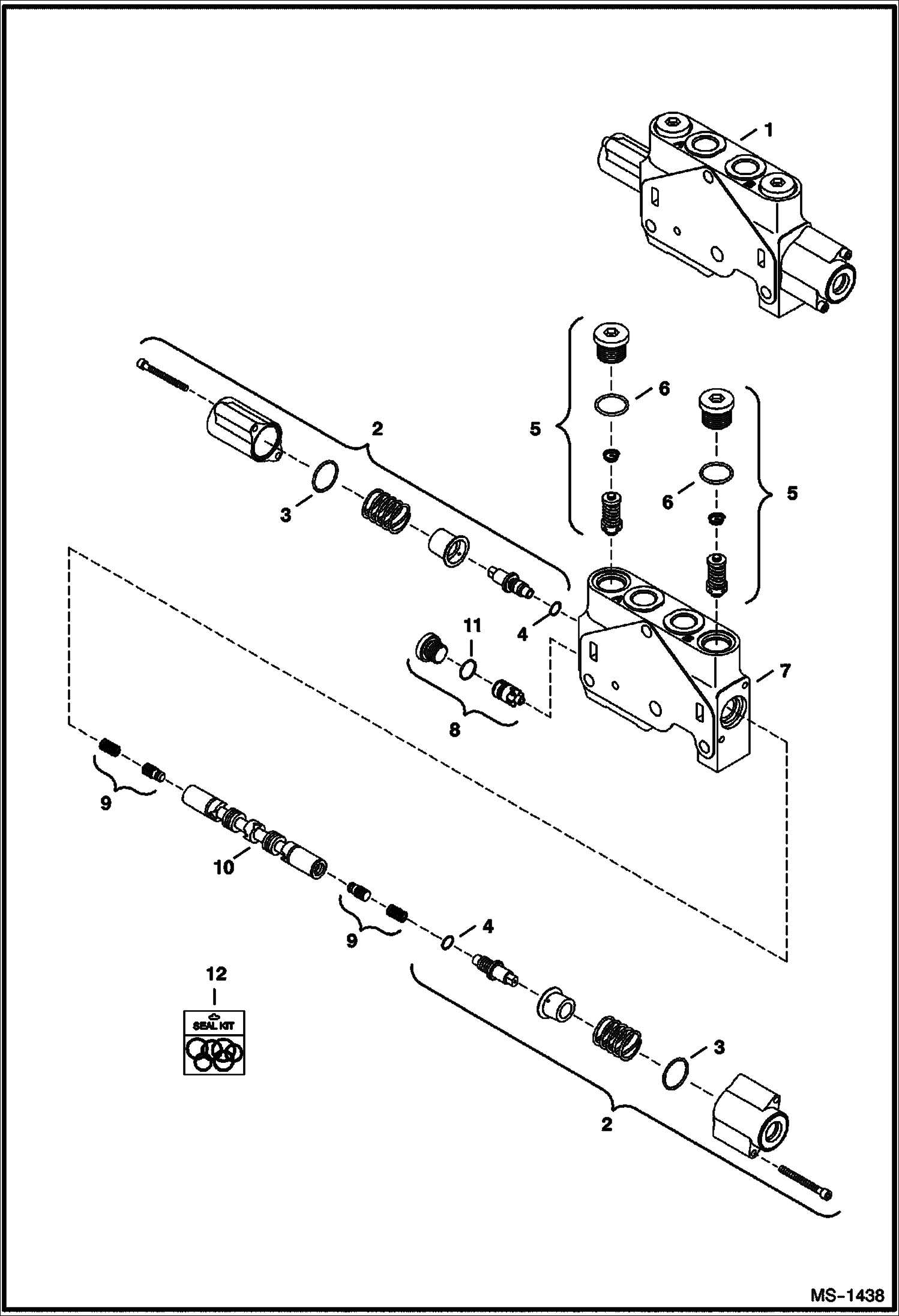 Схема запчастей Bobcat 428 - CONTROL VALVE (Bucket Section) HYDRAULIC SYSTEM