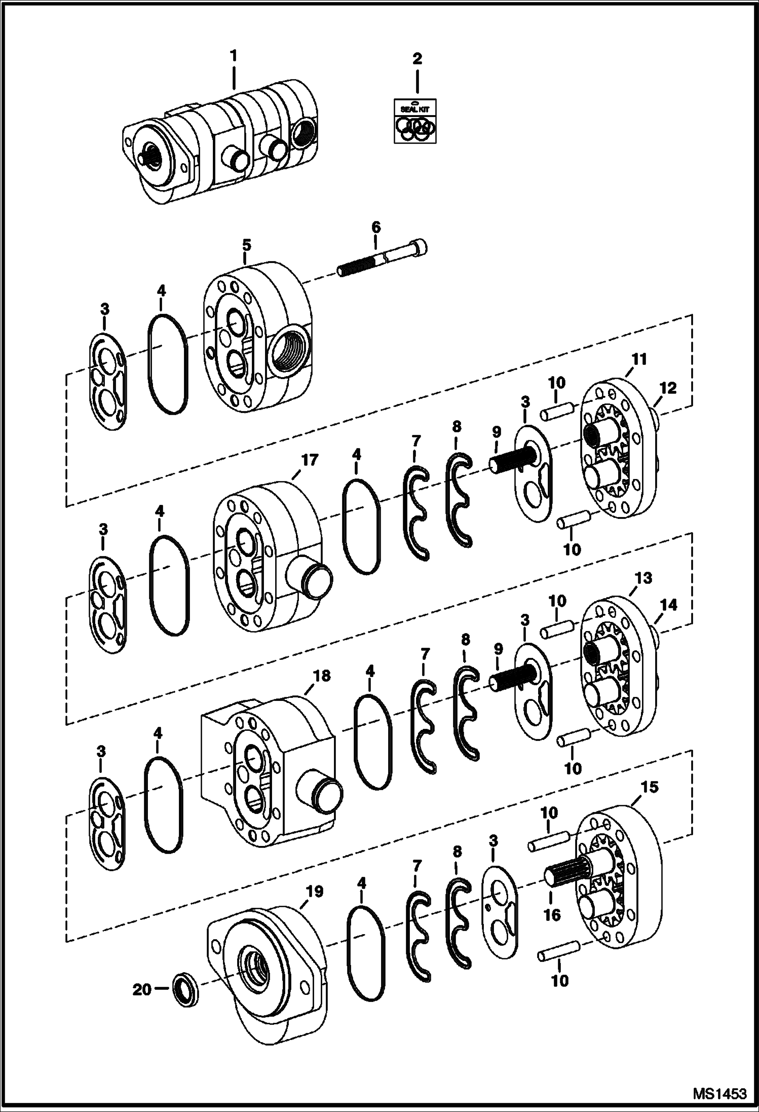 Схема запчастей Bobcat A-Series - GEAR PUMP HYDROSTATIC SYSTEM