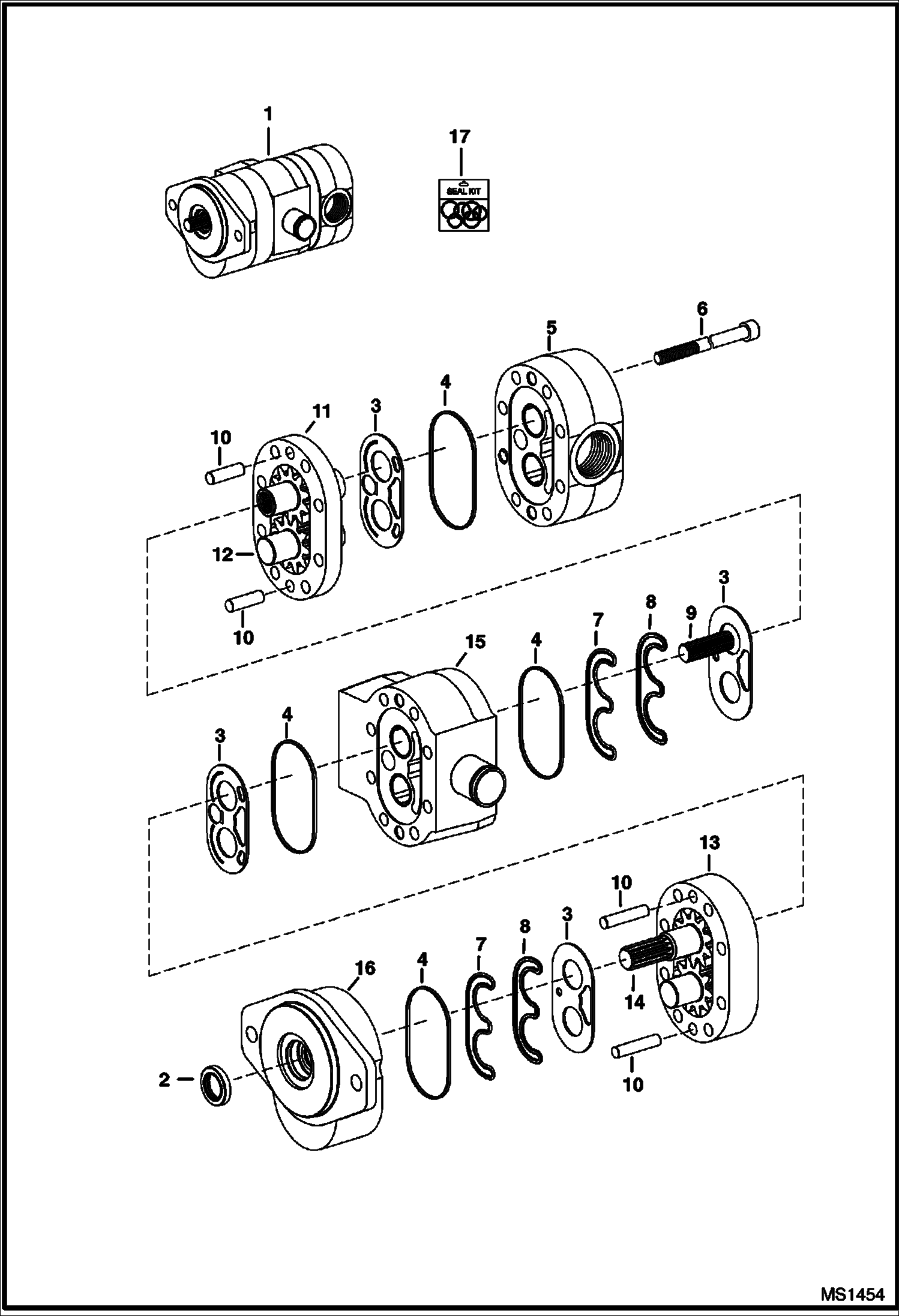 Схема запчастей Bobcat S-Series - GEAR PUMP HYDROSTATIC SYSTEM