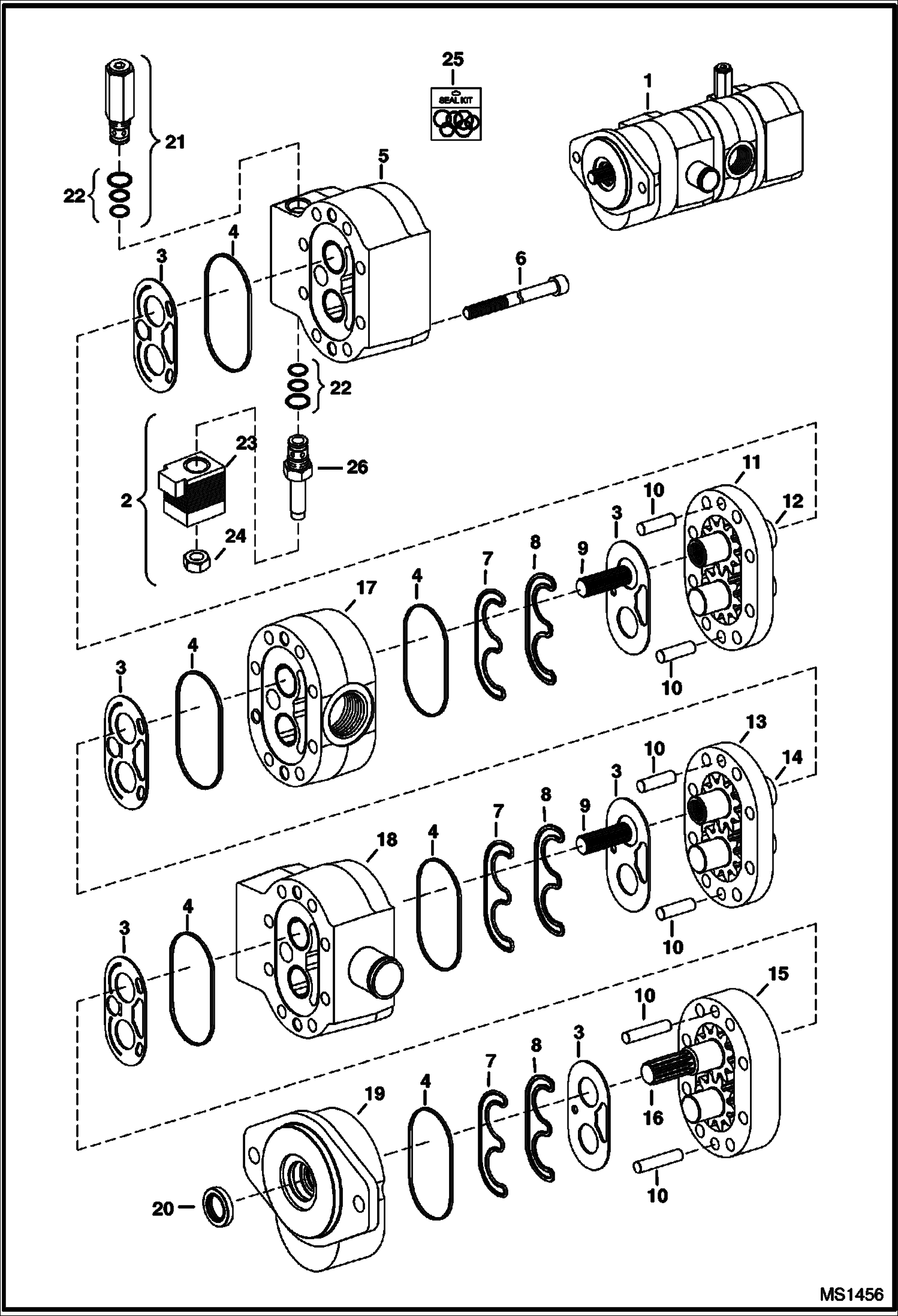 Схема запчастей Bobcat T-Series - HIGH FLOW HYDRAULICS (Gear Pump) HIGH FLOW HYDRAULICS