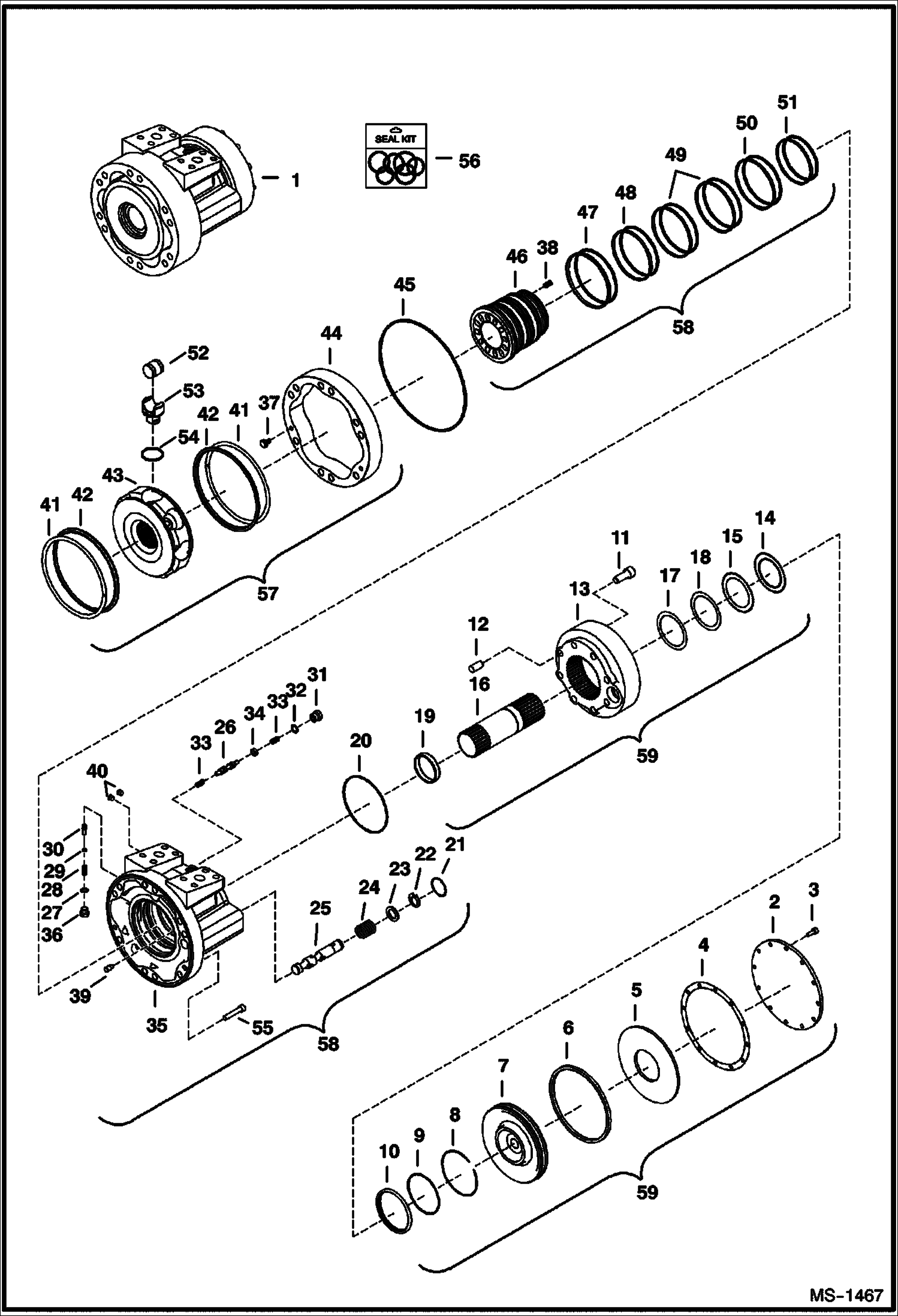 Схема запчастей Bobcat S-Series - HYDROSTATIC MOTOR & BRAKE HYDROSTATIC SYSTEM