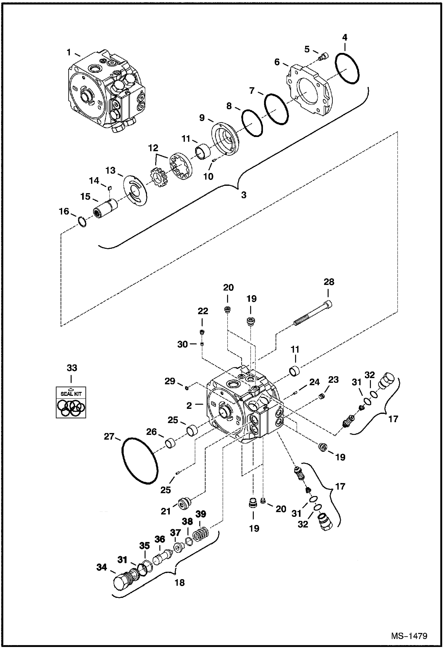 Схема запчастей Bobcat 5600 - HYDROSTATIC PUMP (Gear Pump End) HYDROSTATIC SYSTEM