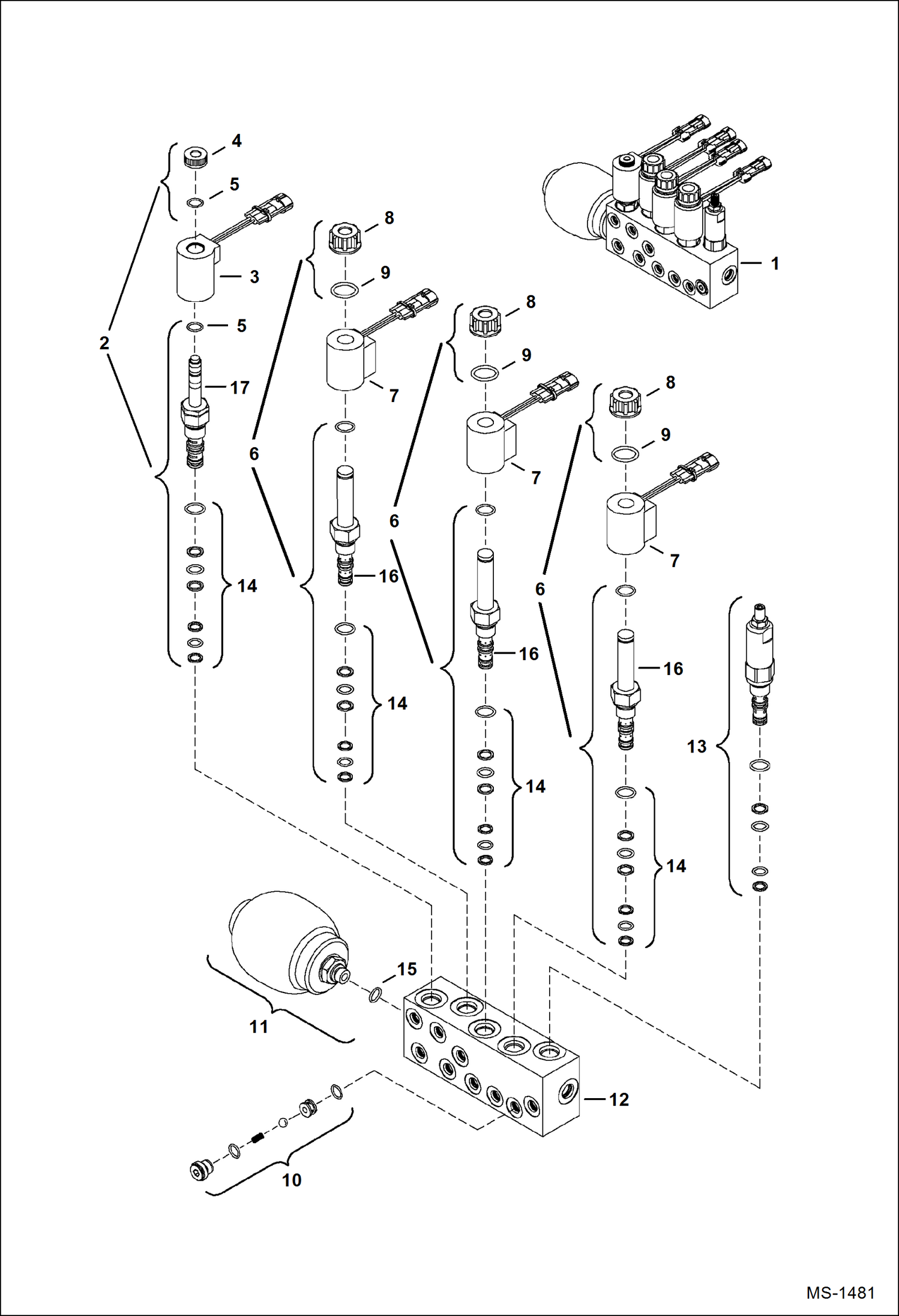 Схема запчастей Bobcat 335 - MANIFOLD ASSY (W/Angle Blade Option) HYDRAULIC SYSTEM