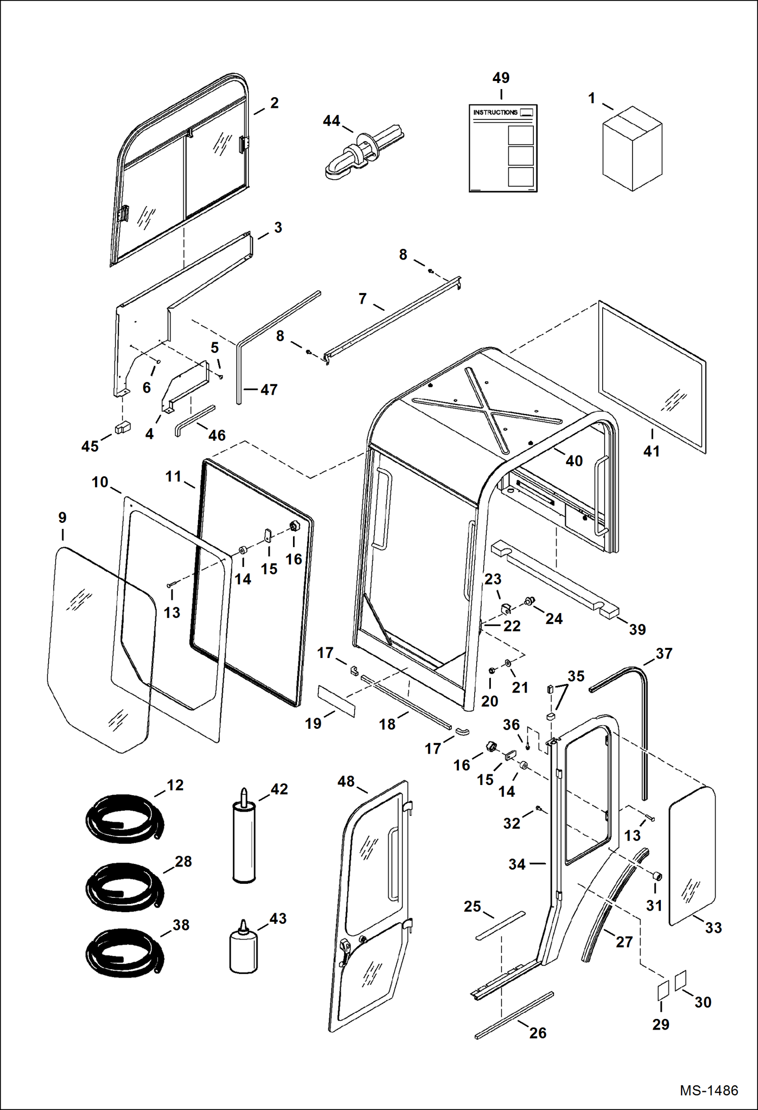 Схема запчастей Bobcat 325 - CANOPY ENCLOSURE KIT ACCESSORIES & OPTIONS