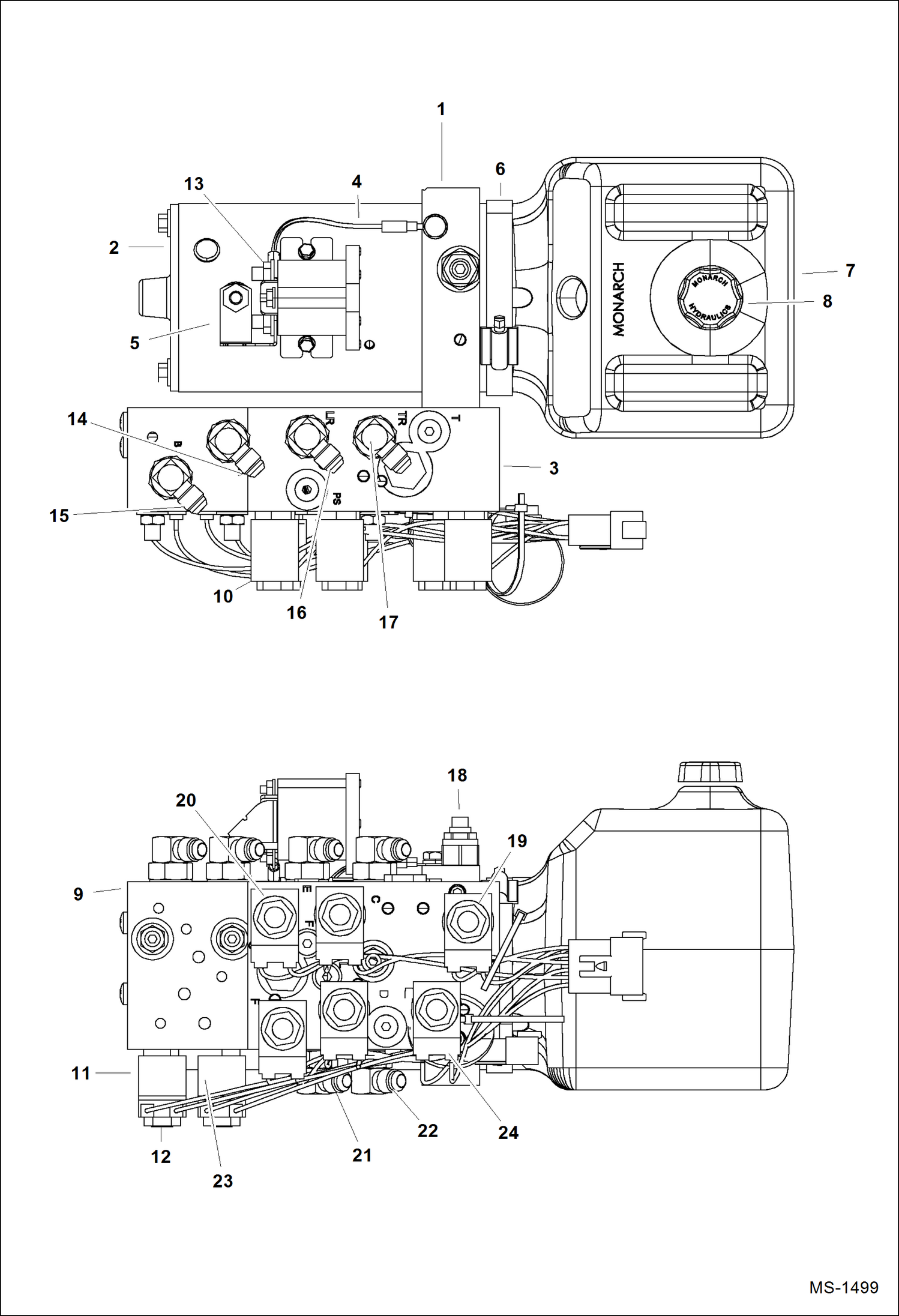 Схема запчастей Bobcat 2300 - POWER UNIT (Auxiliary Hydraulics) HYDRAULICS