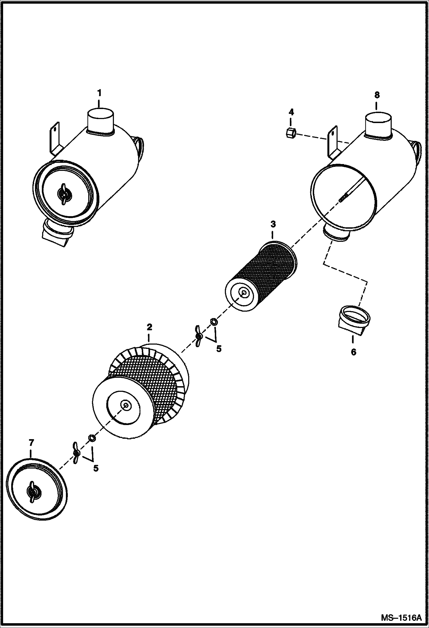 Схема запчастей Bobcat S-Series - AIR CLEANER (S/N 5260, 5261, 5258 & 5259) (V3300 DI T Kubota) (Tier II) POWER UNIT