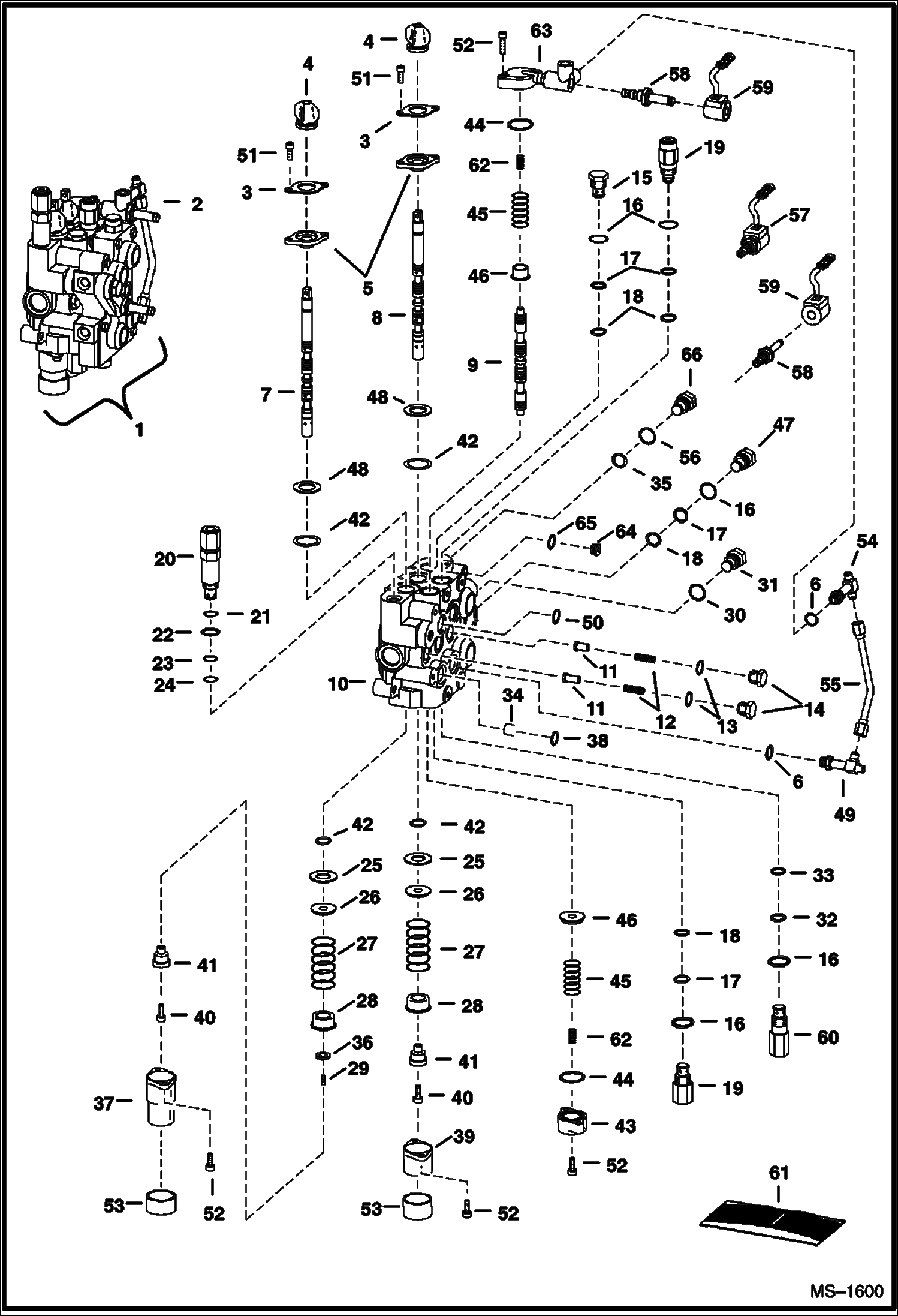 Схема запчастей Bobcat S-Series - HYDRAULIC CONTROL VALVE (AHC/ACS/SJC) (S/N 521311001, 521411001, 521511001, 521611001 & Above) (S/N 525814999, 525911999, 526015999, 526111999 & Below) HYDRAULIC SYSTEM