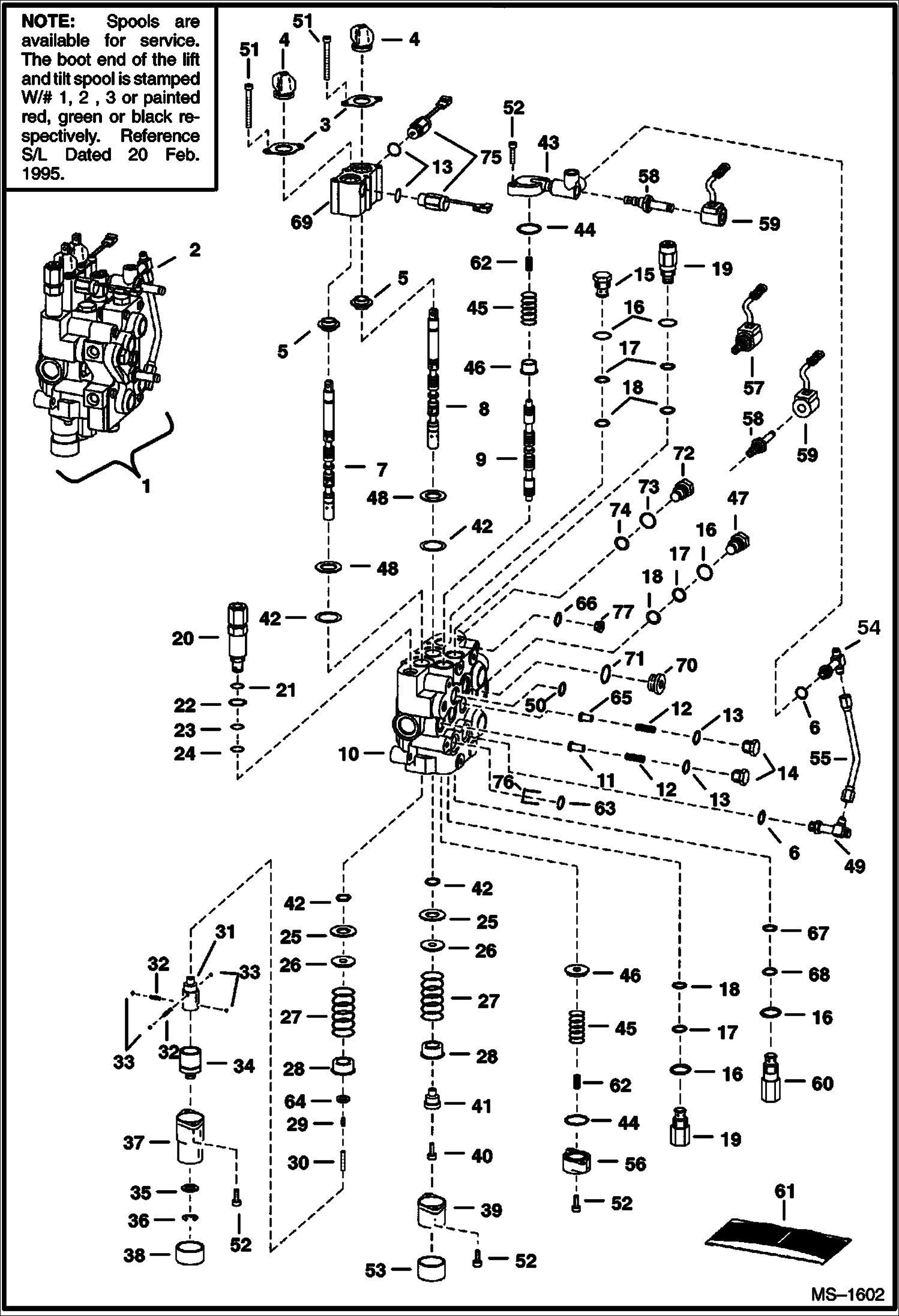 Схема запчастей Bobcat 800s - HYDRAULIC CONTROL VALVE (Spool Lock) (W/ BICS Control Valve) HYDRAULIC SYSTEM