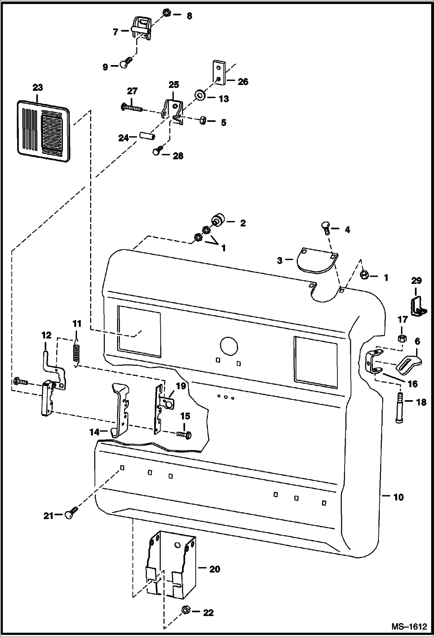 Схема запчастей Bobcat 800s - REAR DOOR (S/N 518915871, 516815093, 517515070 & Below) MAIN FRAME