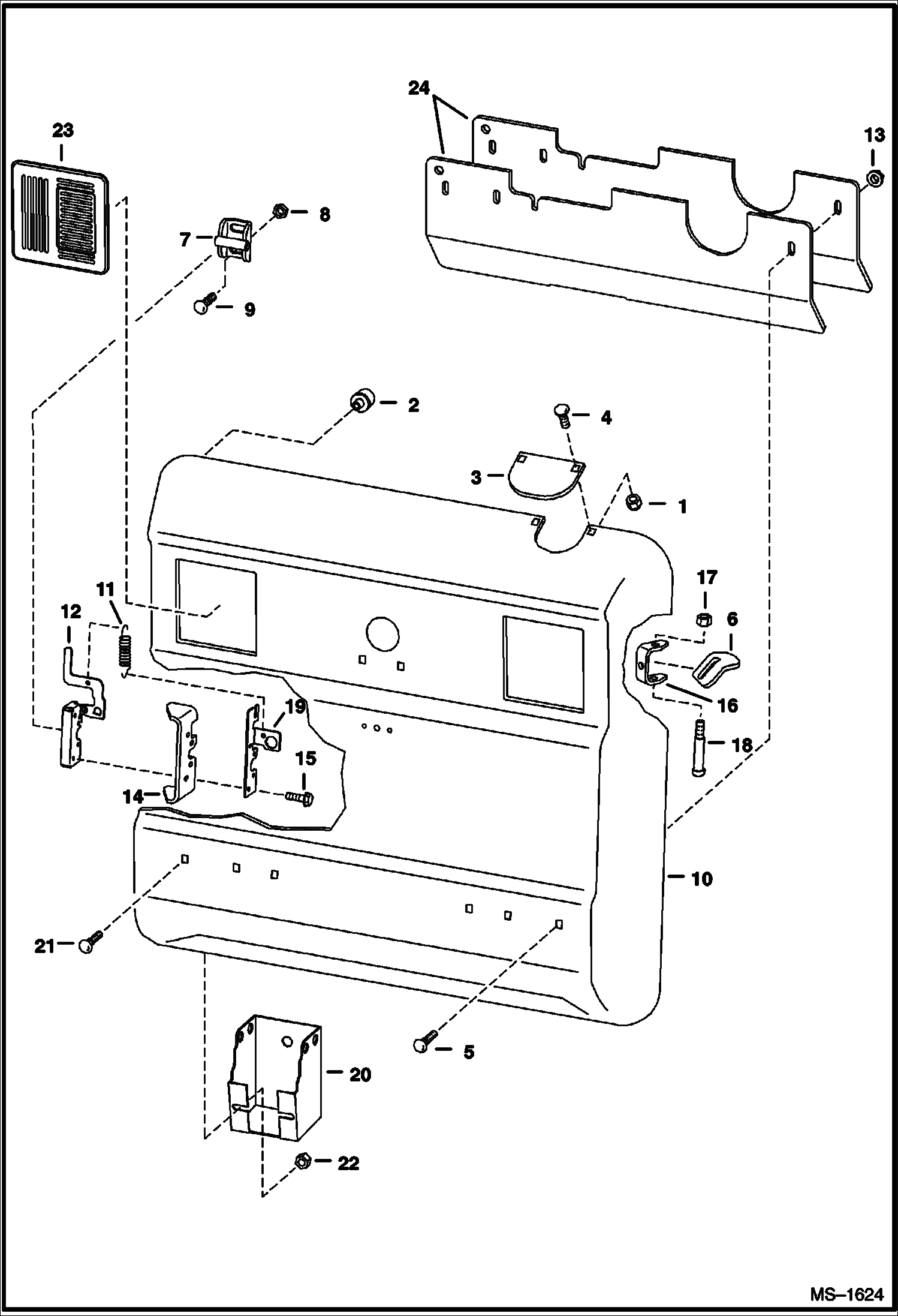 Схема запчастей Bobcat 800s - REAR DOOR (One Piece) (S/N 5144 15610 & 5145 11107 & 5146 11153 & Above) MAIN FRAME