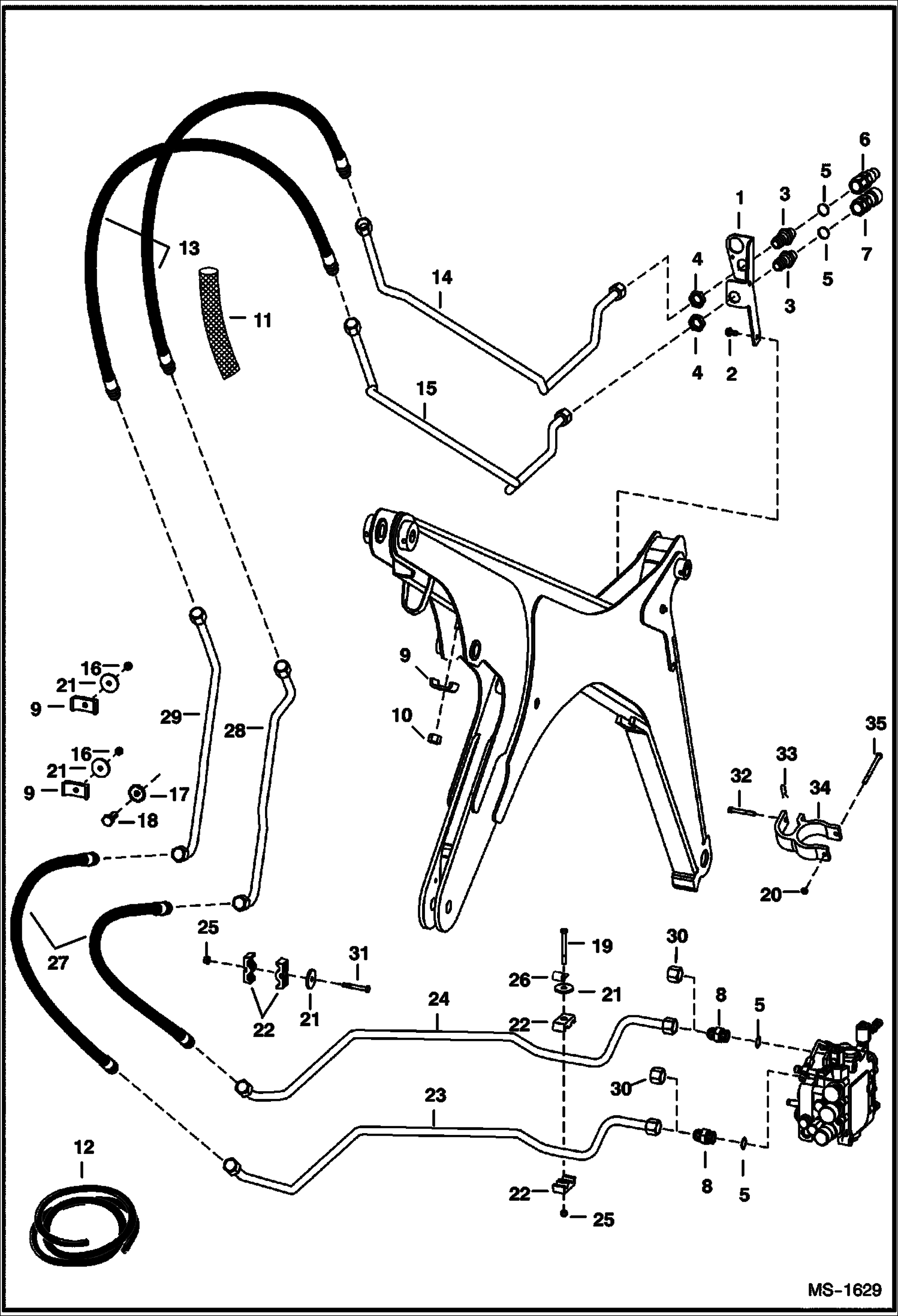 Схема запчастей Bobcat 800s - AUXILIARY HYDRAULICS (S/N 5141 22001-39999, 5142 22001-39999) HYDRAULIC SYSTEM