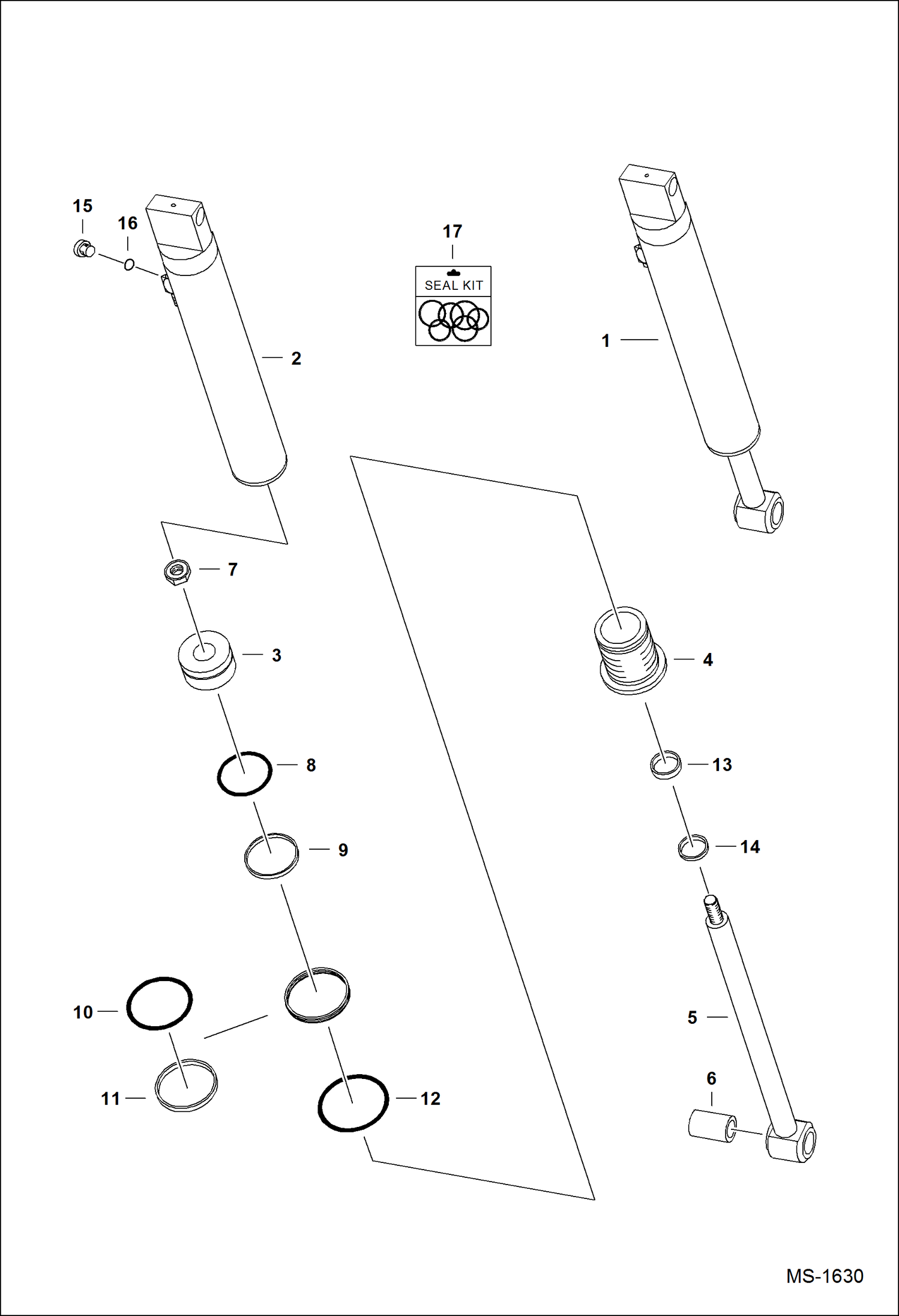 Схема запчастей Bobcat 800s - TILT CYLINDER ( R.H. ) (S/N 5141 15043-27005 & 5142 13000-22392) HYDRAULIC SYSTEM