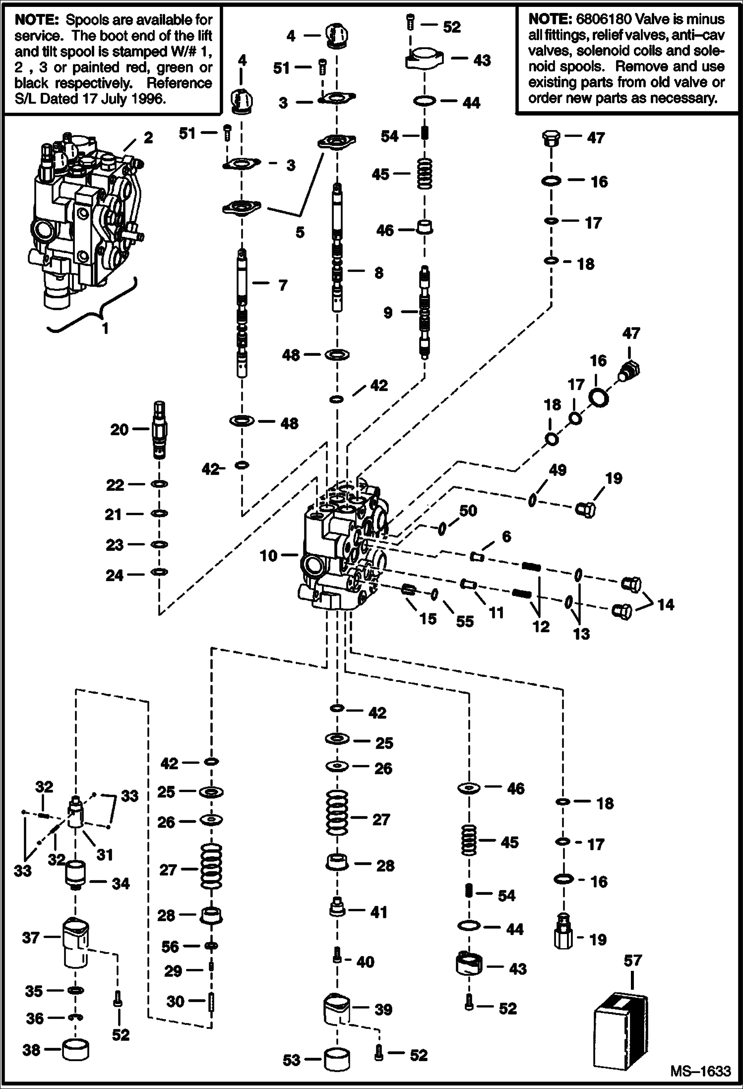 Схема запчастей Bobcat 800s - HYDRAULIC CONTROL VALVE (Service Valve) HYDRAULIC SYSTEM