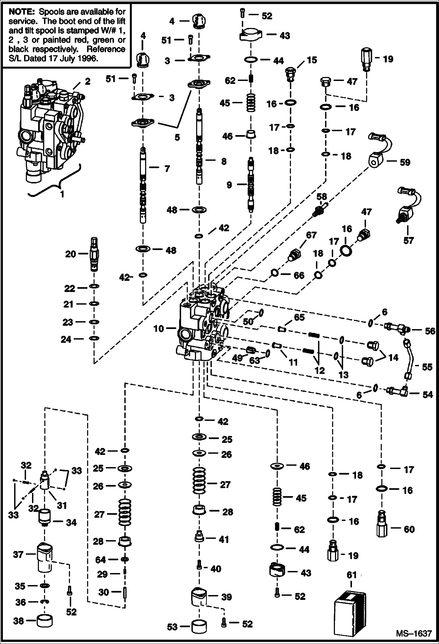 Схема запчастей Bobcat 800s - HYDRAULIC CONTROL VALVE (W/ BICS Control Valve) HYDRAULIC SYSTEM