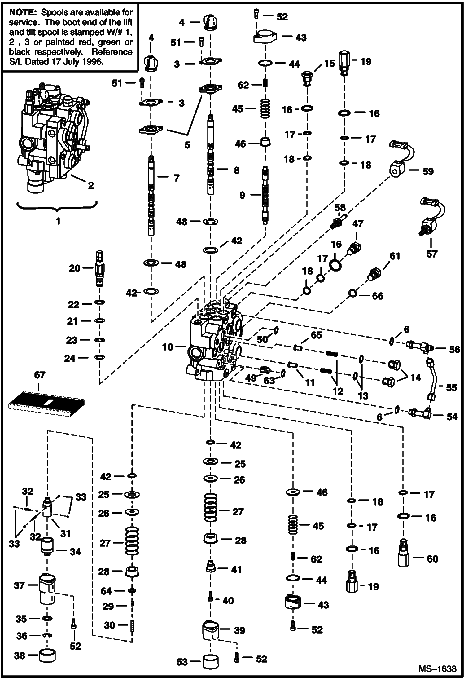 Схема запчастей Bobcat 800s - HYDRAULIC CONTROL VALVE (W/ BICS Control Valve) (5141 22001-39999, 5142 22001-39999) HYDRAULIC SYSTEM