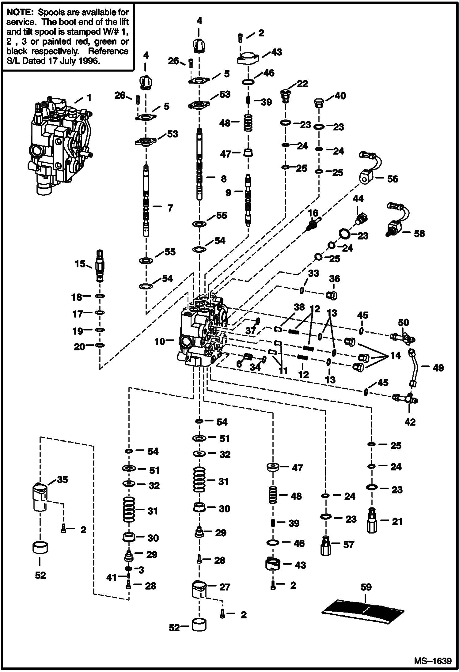 Схема запчастей Bobcat 800s - HYDRAULIC CONTROL VALVE (Standard Flow) (For AHC) (5144 28656, 5145 25337 & Above) HYDRAULIC SYSTEM